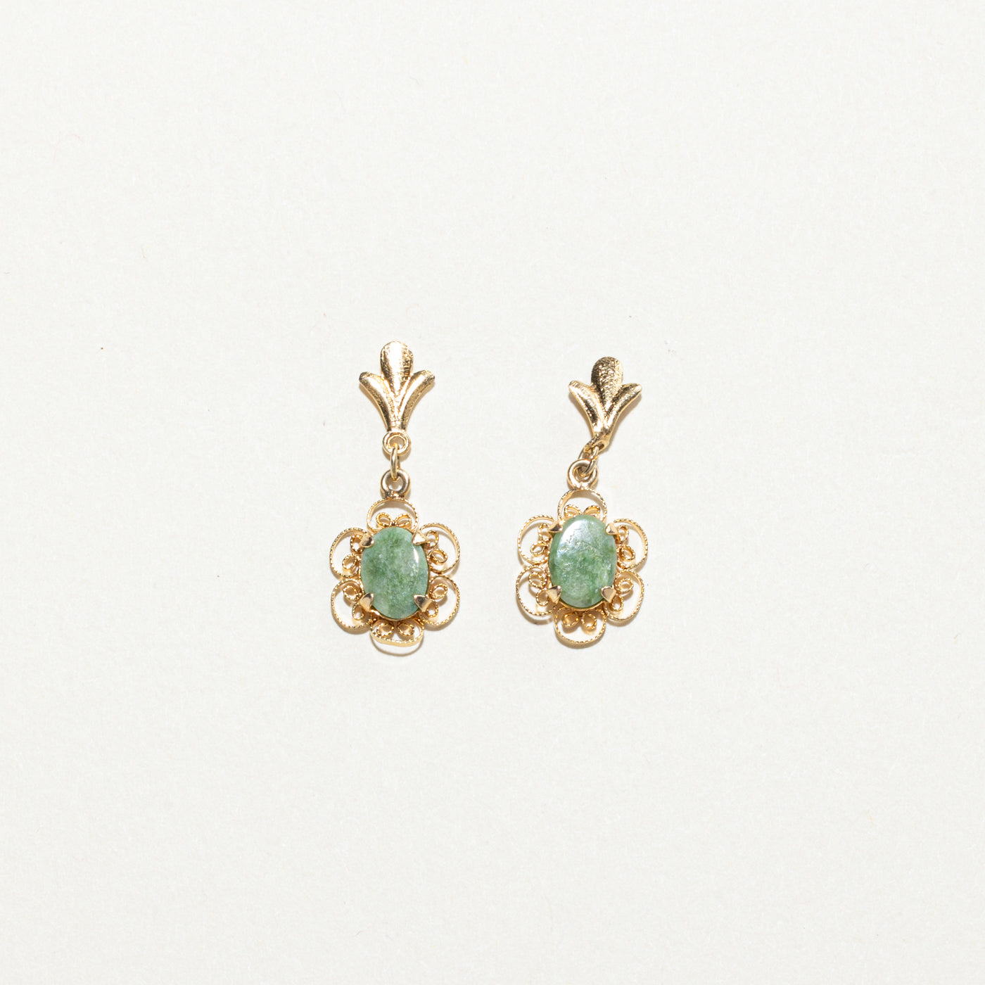 Cabochon Jade Floral Drop Earrings | 1.00ctw