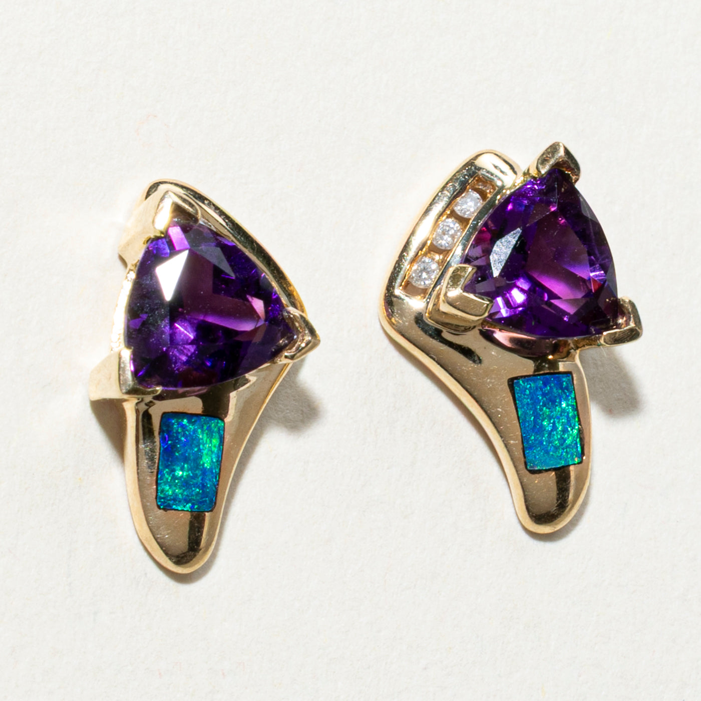 Boucles d'oreilles puces géométriques multi-pierres précieuses | 1,60 ct, 0,06 ct