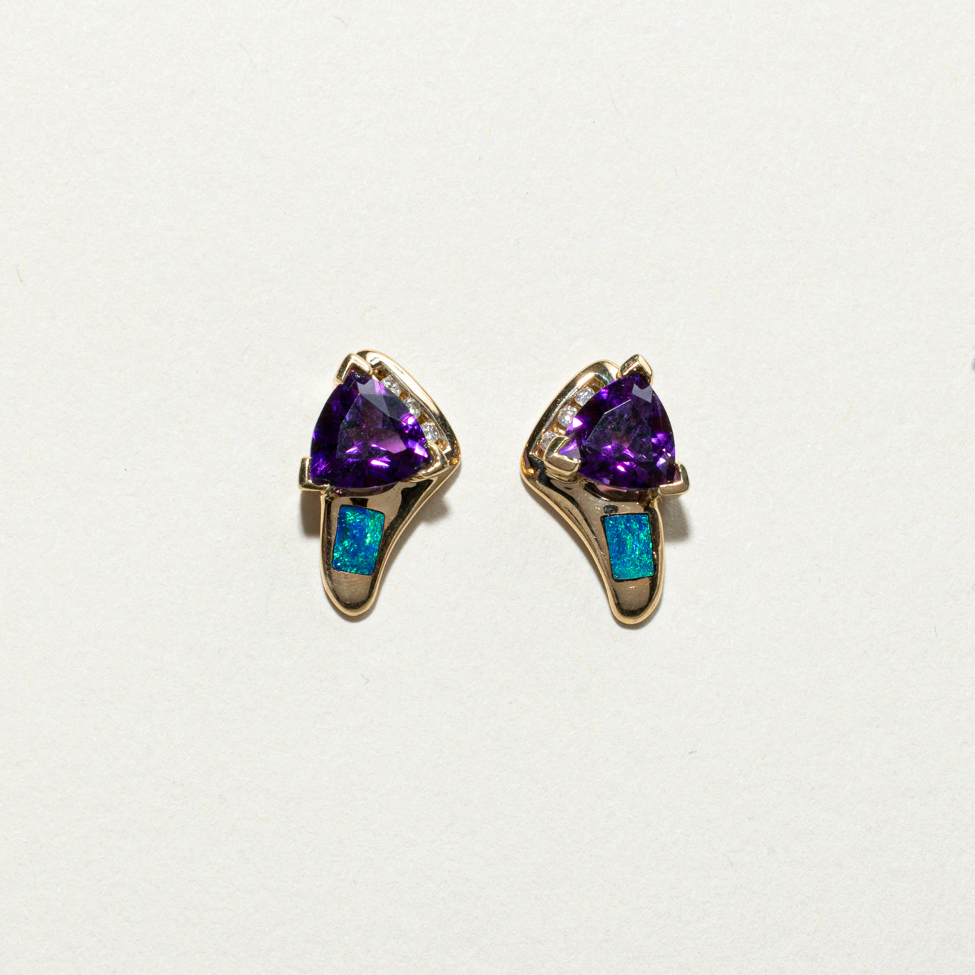 Boucles d'oreilles puces géométriques multi-pierres précieuses | 1,60 ct, 0,06 ct