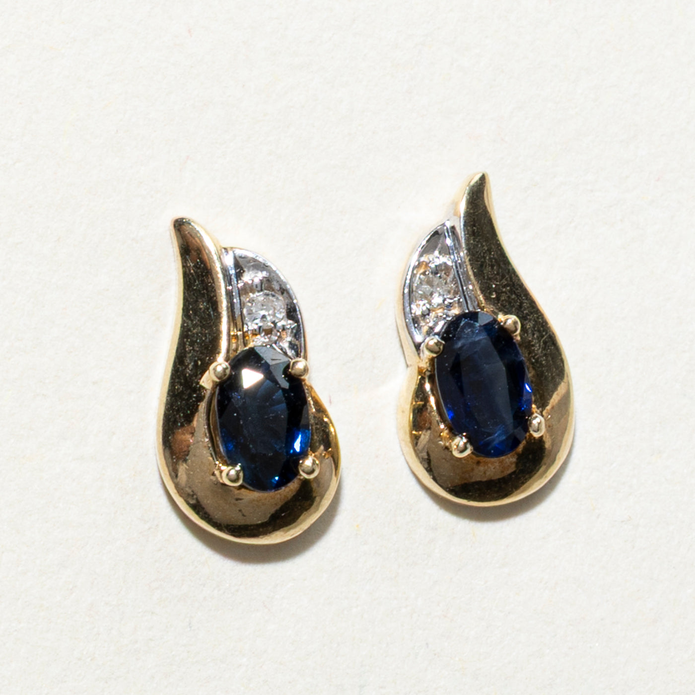 Sapphire & Diamond Abstract Stud Earrings | 0.40ctw, 0.02ctw