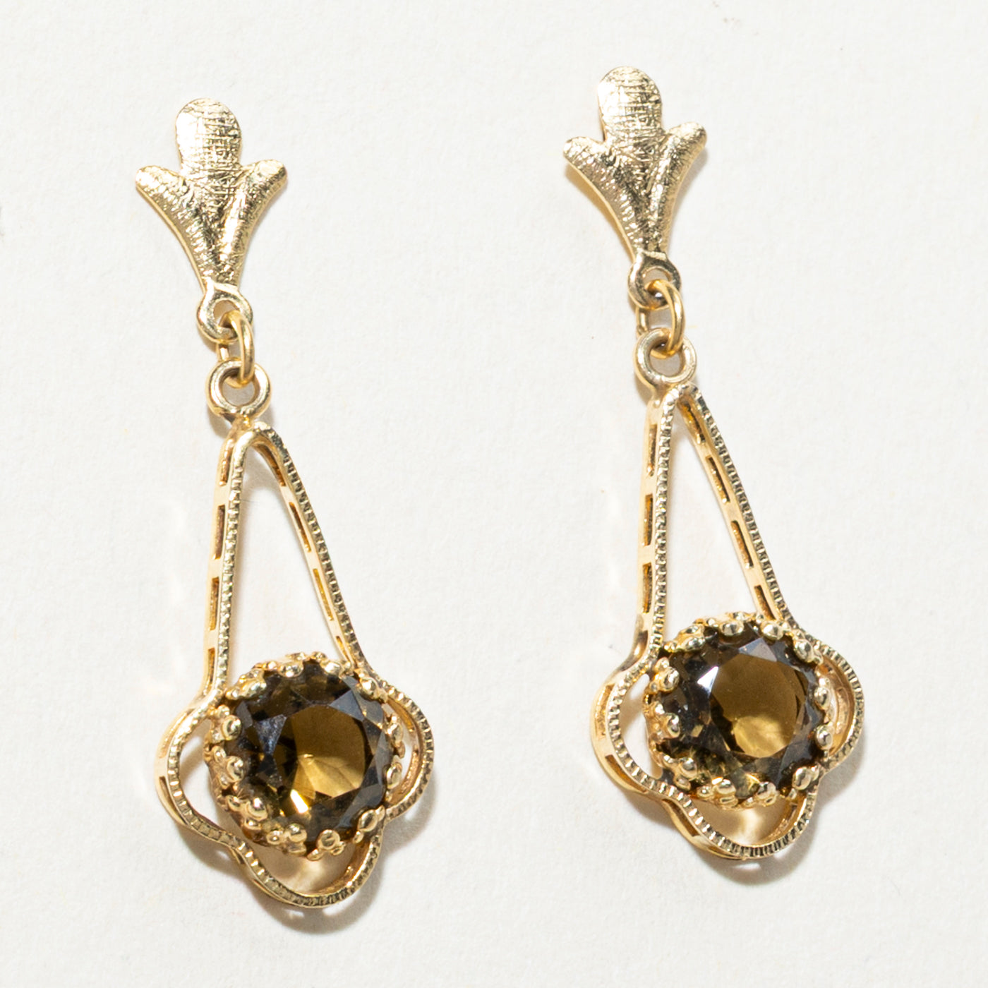 Boucles d'oreilles pendantes florales en quartz fumé | 1,20 ct