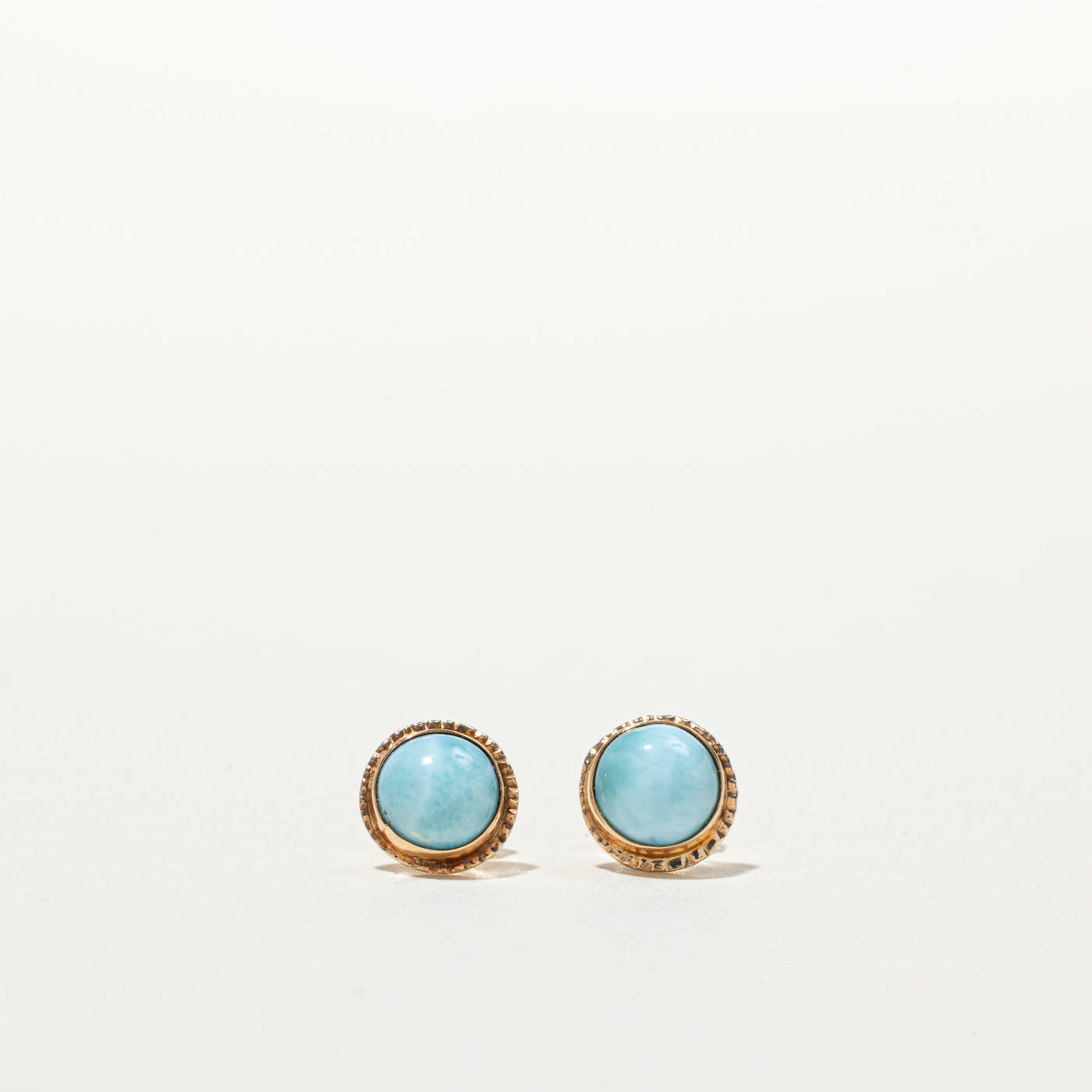 Cabochon Larimar Textured Stud Earrings | 2.00ctw