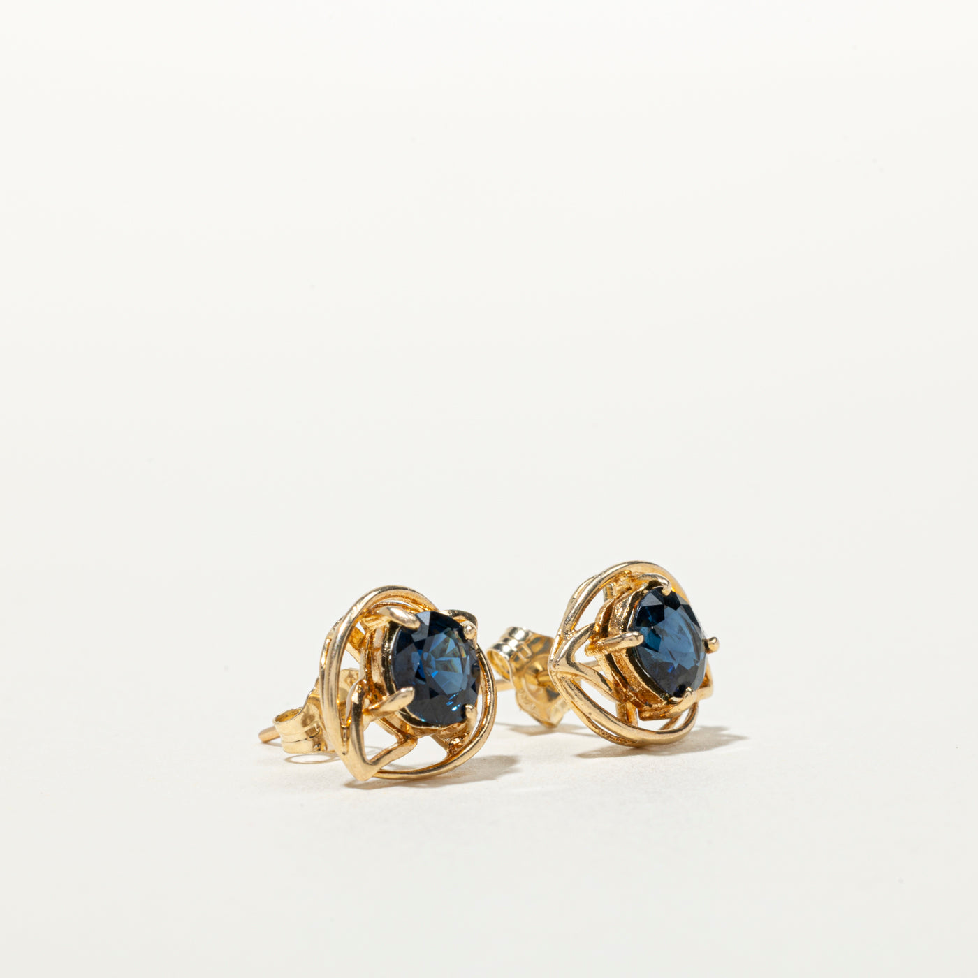 Sapphire Geometric Stud Earrings | 1.20ctw