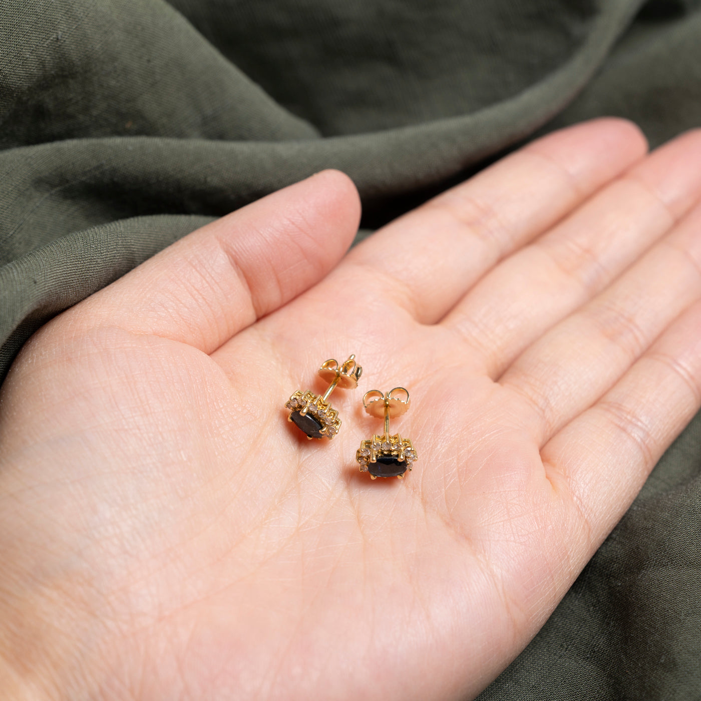 Sapphire & Diamond Petal Halo Stud Earrings | 0.80ctw, 0.20ctw