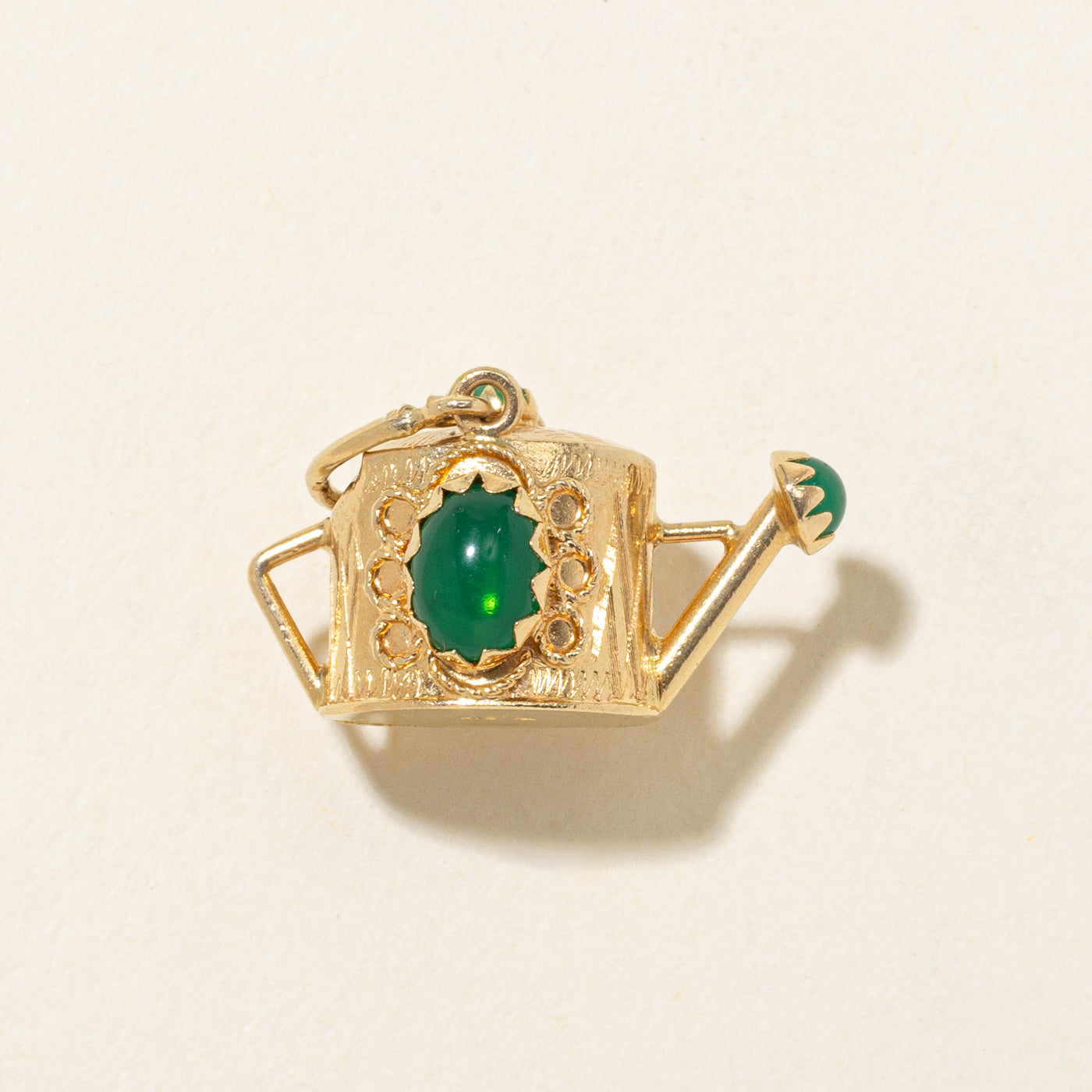 18k Cabochon Glass Watering Can Charm | 2.50ct