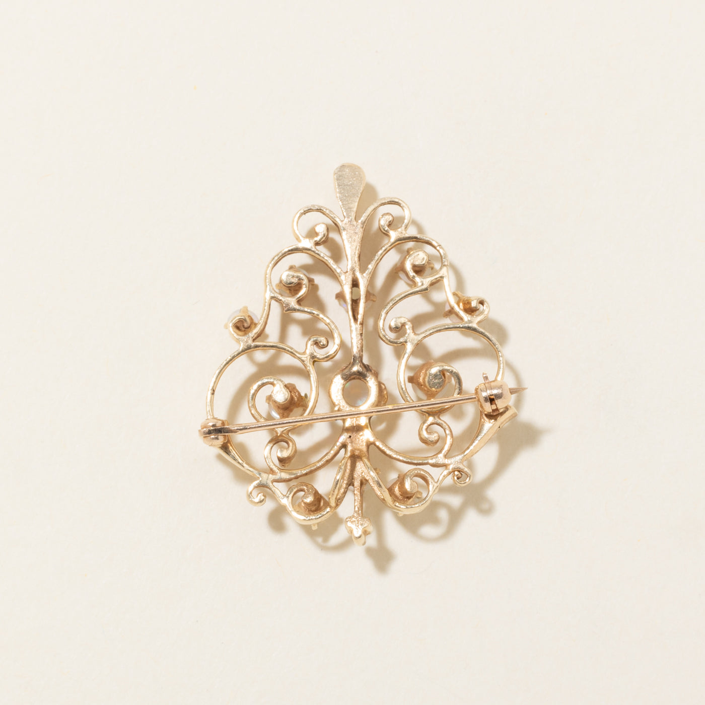 14k Opal Scrollwork Brooch | 1.15ct