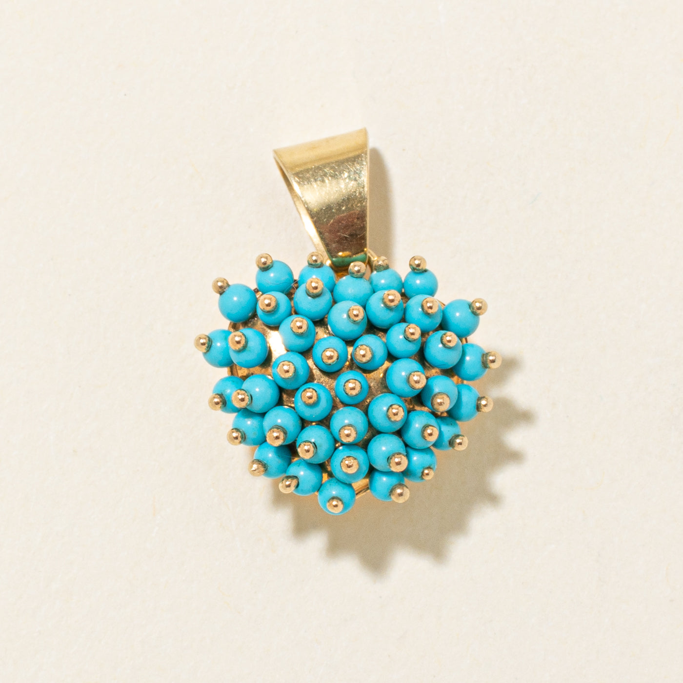 Italian 18k Turquoise Beaded Heart Pendant | 4.50ct