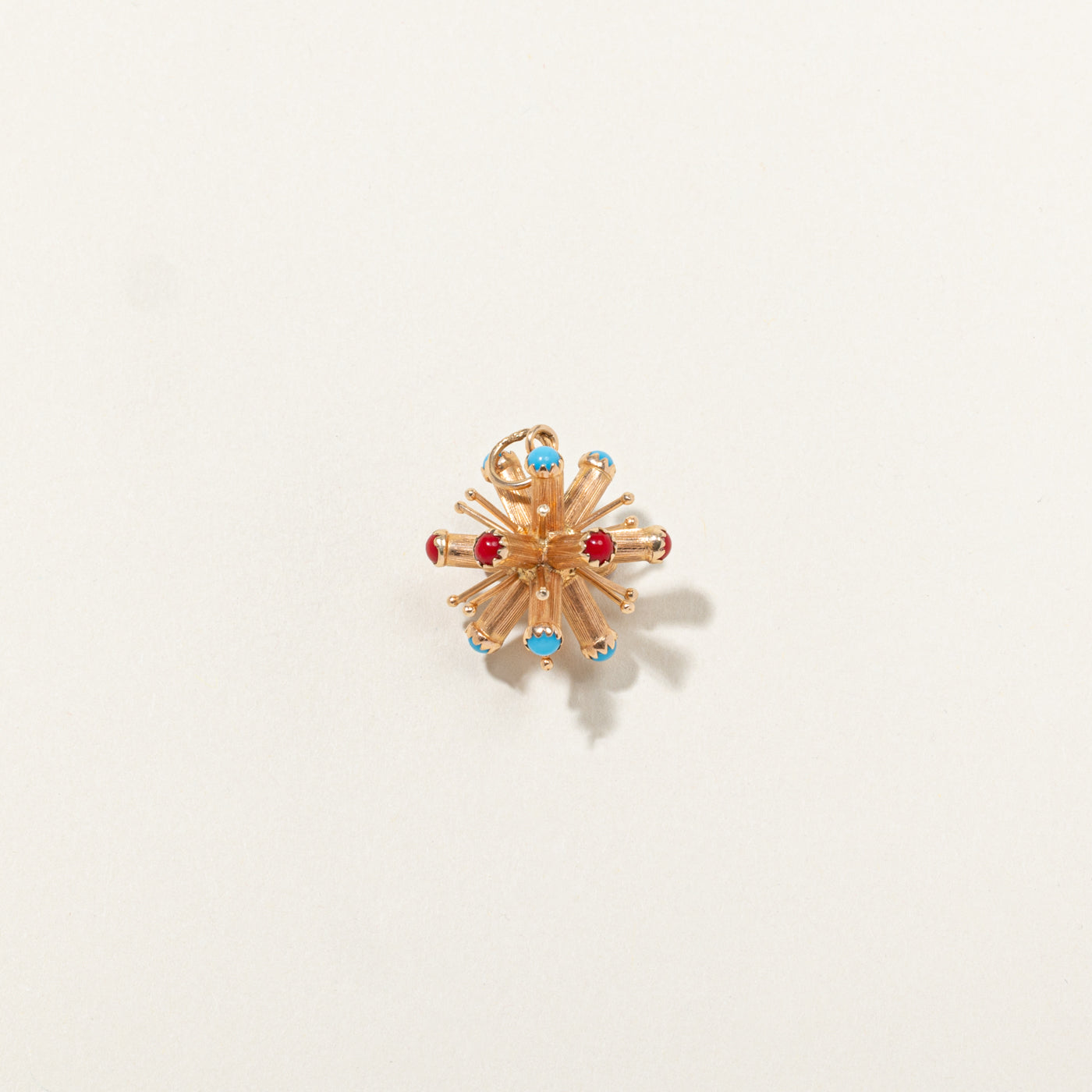 18k Turquoise & Coral Sputnik Pendant | 0.90ctw