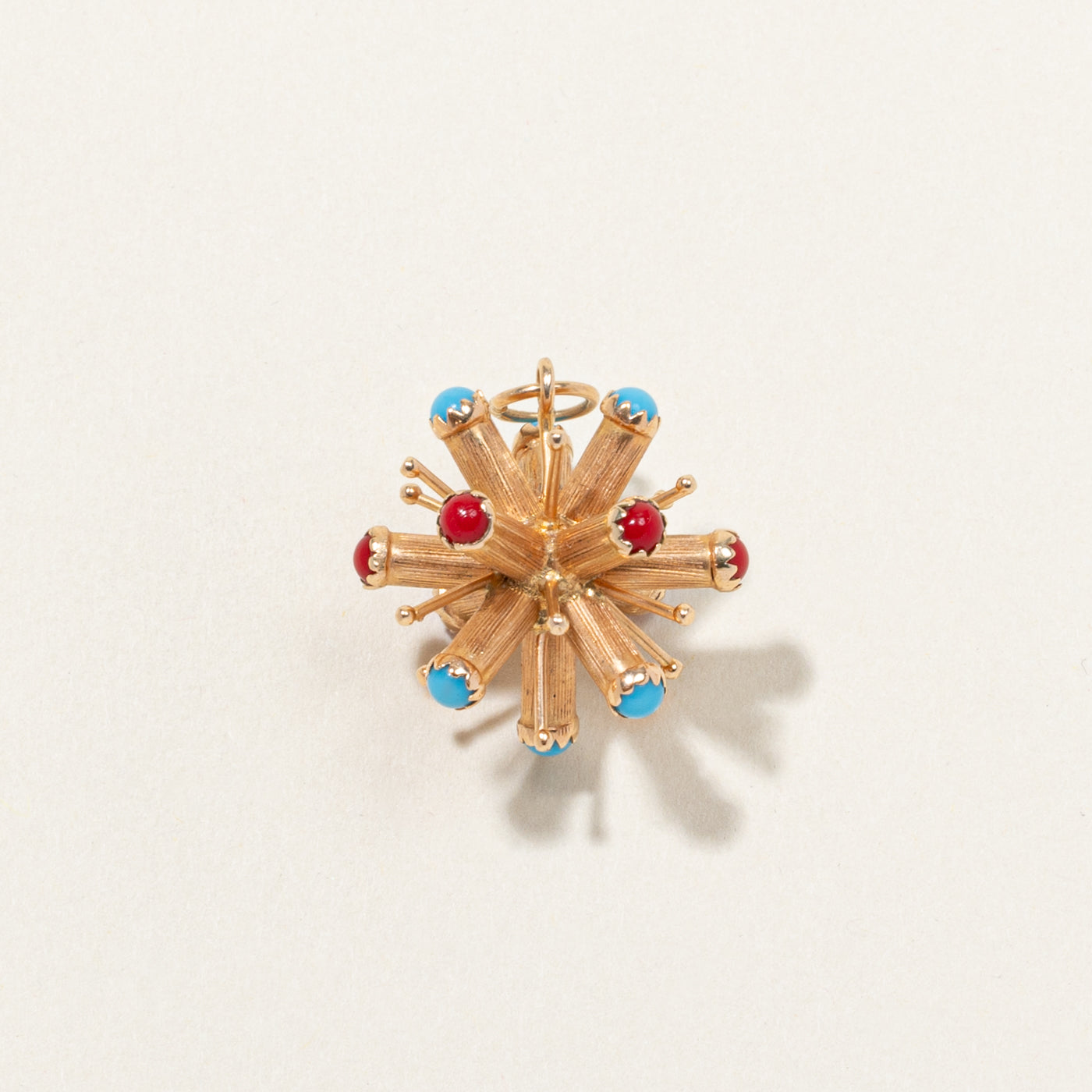 18k Turquoise & Coral Sputnik Pendant | 0.90ctw
