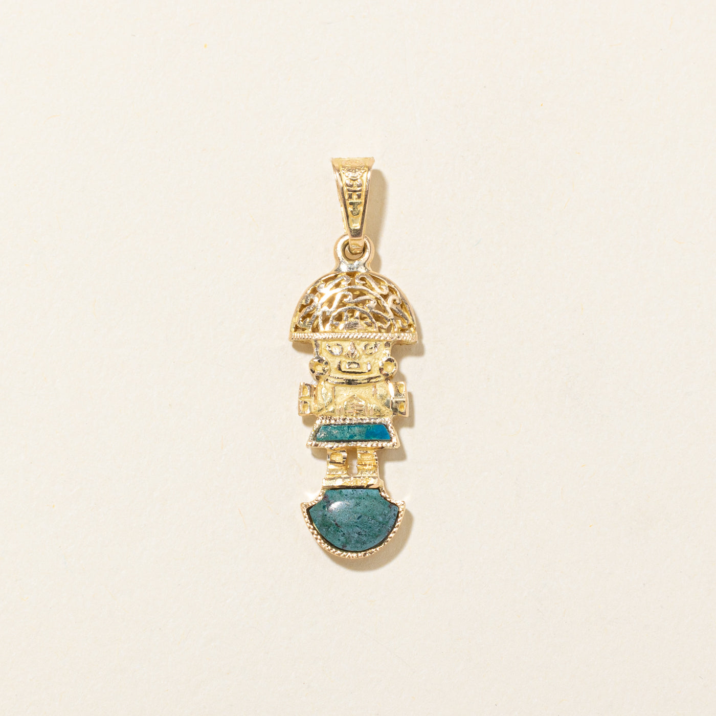 18k Chrysocolla Peruvian Tumi Pendant | 1.20ctw