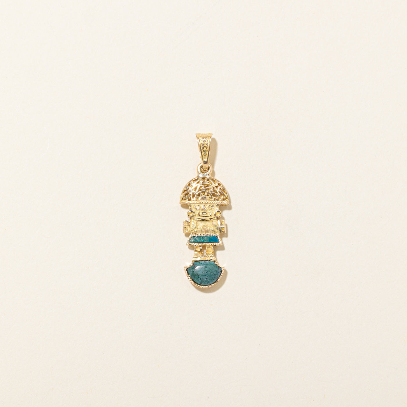 18k Chrysocolla Peruvian Tumi Pendant | 1.20ctw