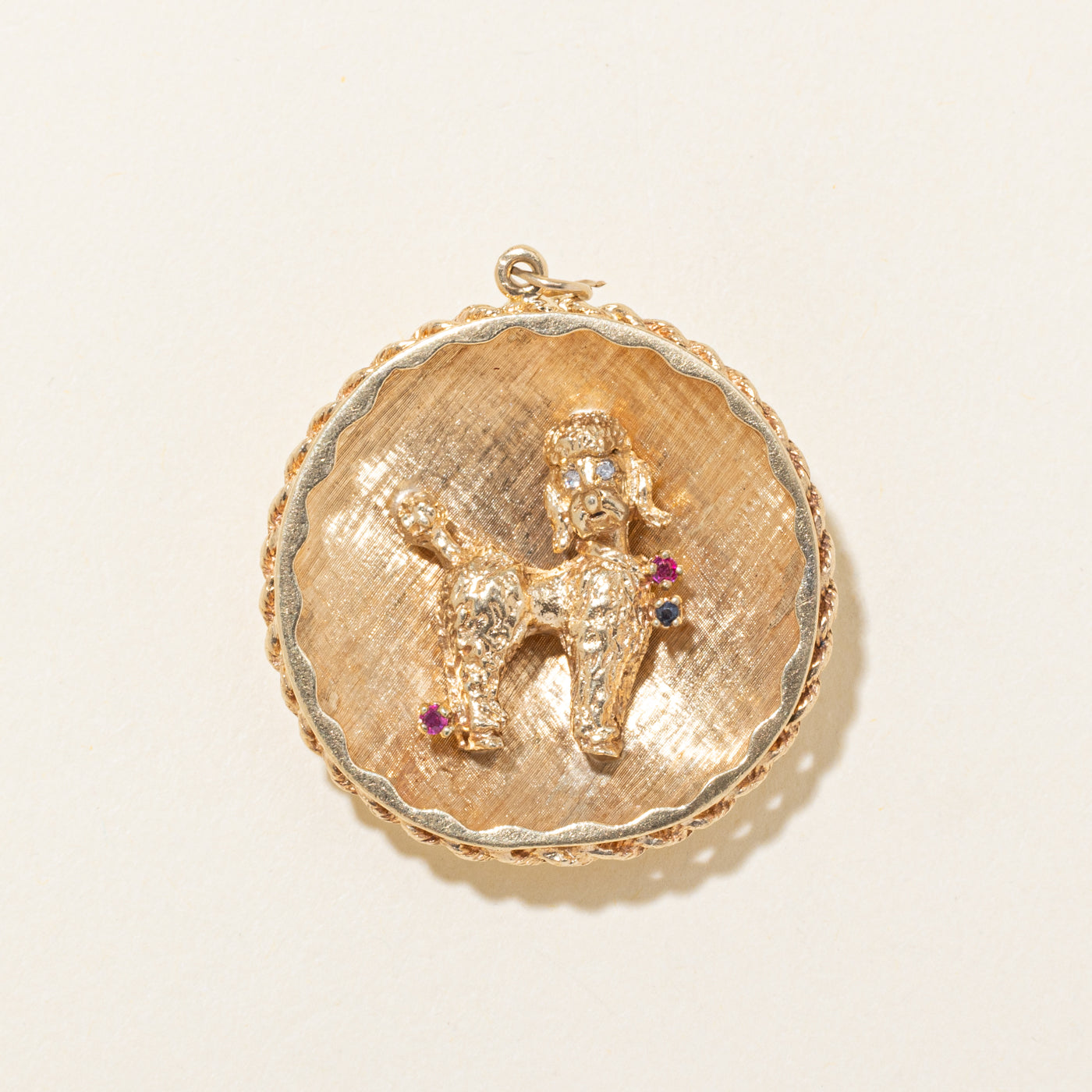 14k Multi Gemstone Poodle Pendant | 0.04ctw, 0.02ct