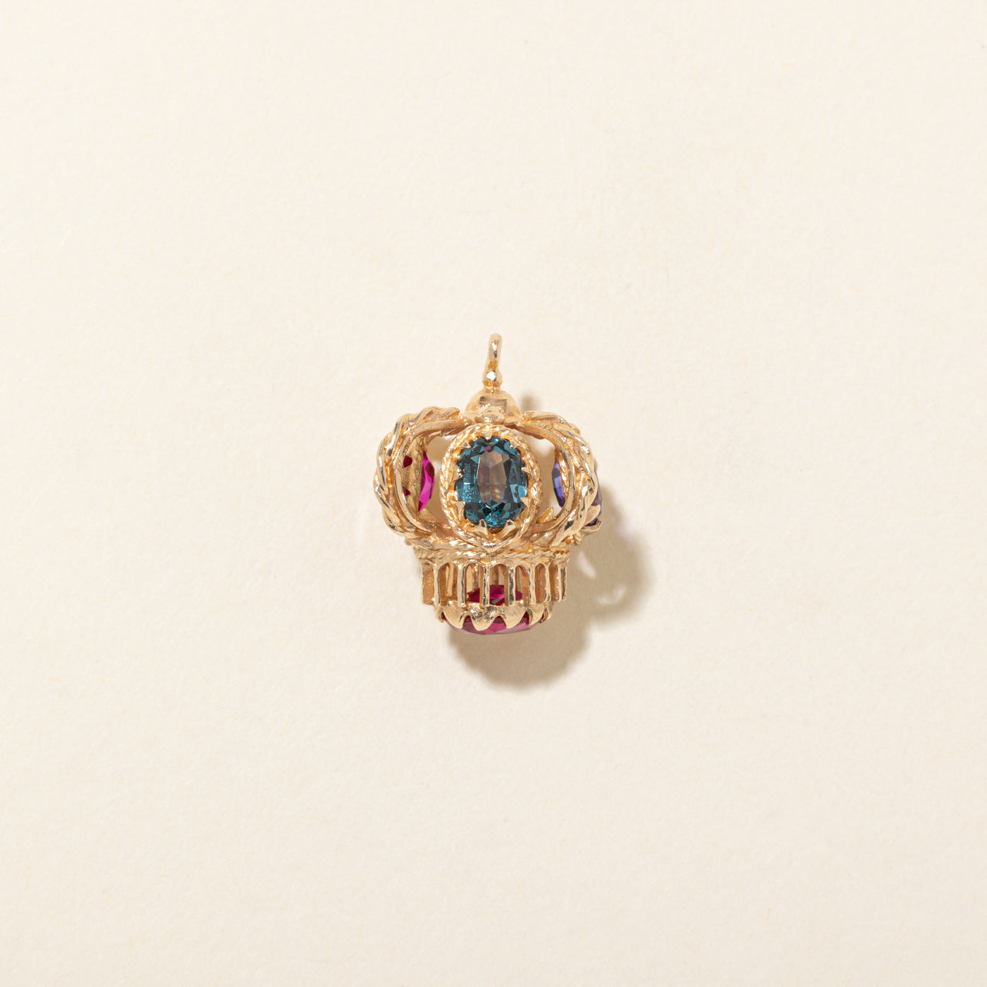 10k Synthetic Ruby & Synthetic Sapphire Crown Pendant