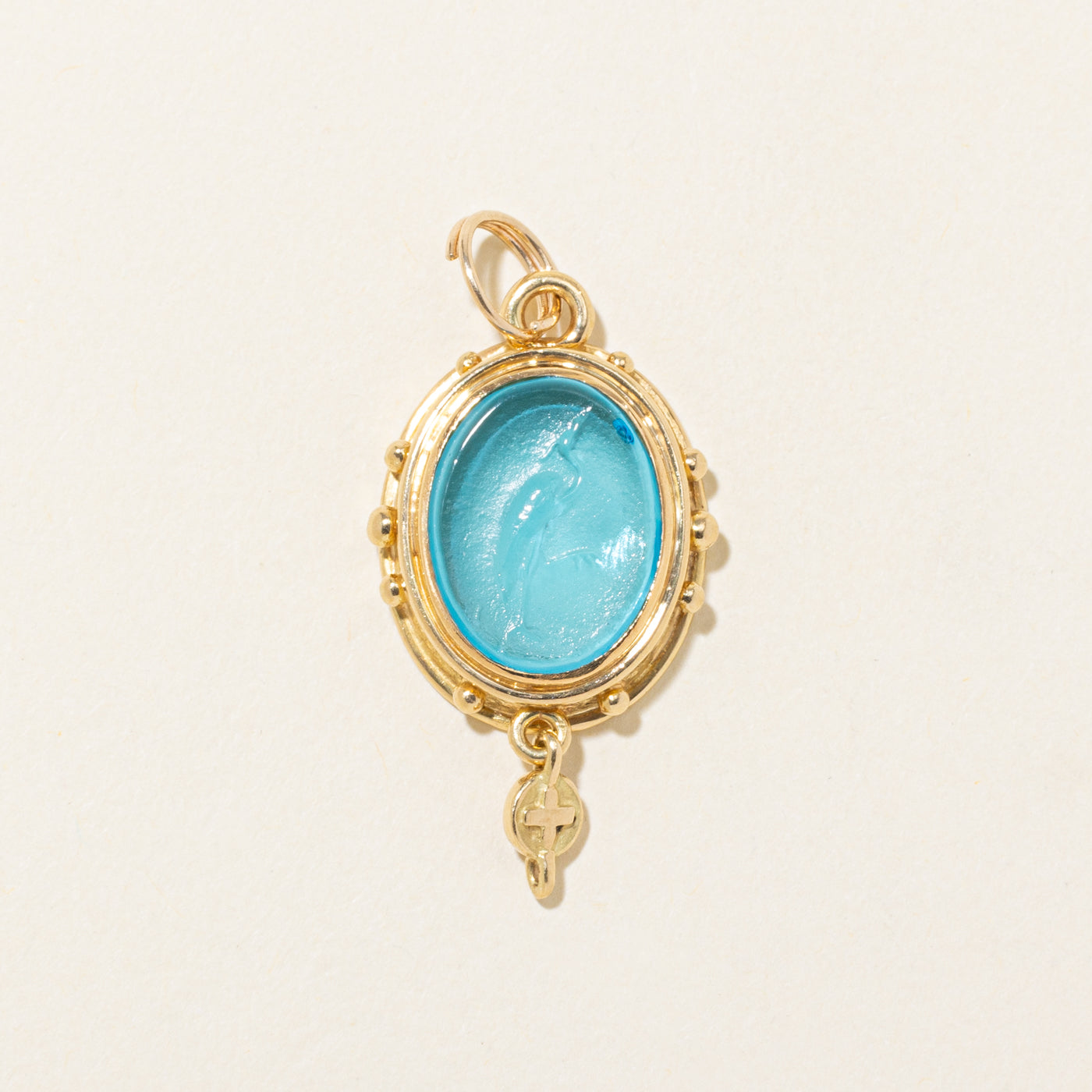 18k Heron Intaglio Glass Pendant | 16.00ct