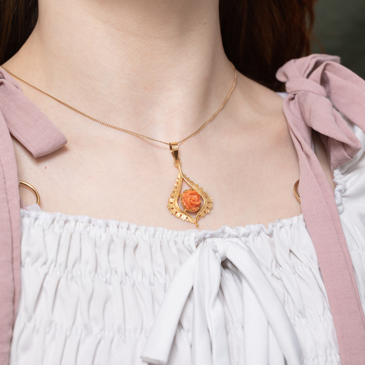 18k Rose Coral Pendant | 4.00ct