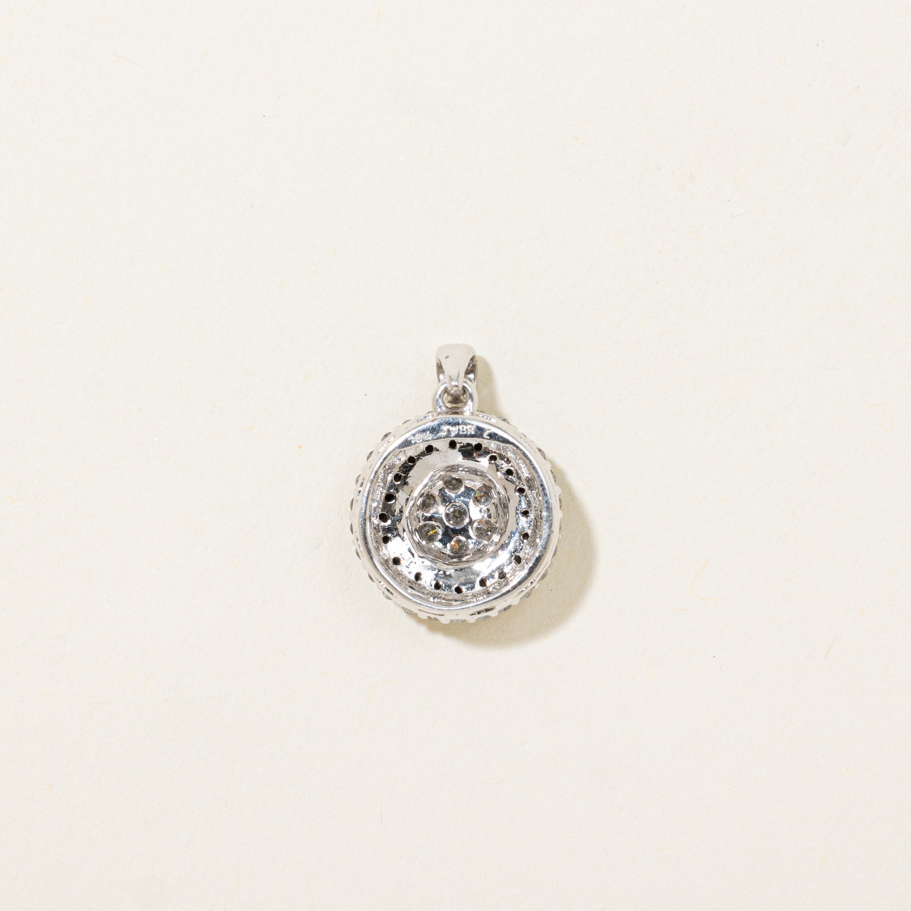 White Gold Black Diamond Halo Cluster Pendant | 0.13ct