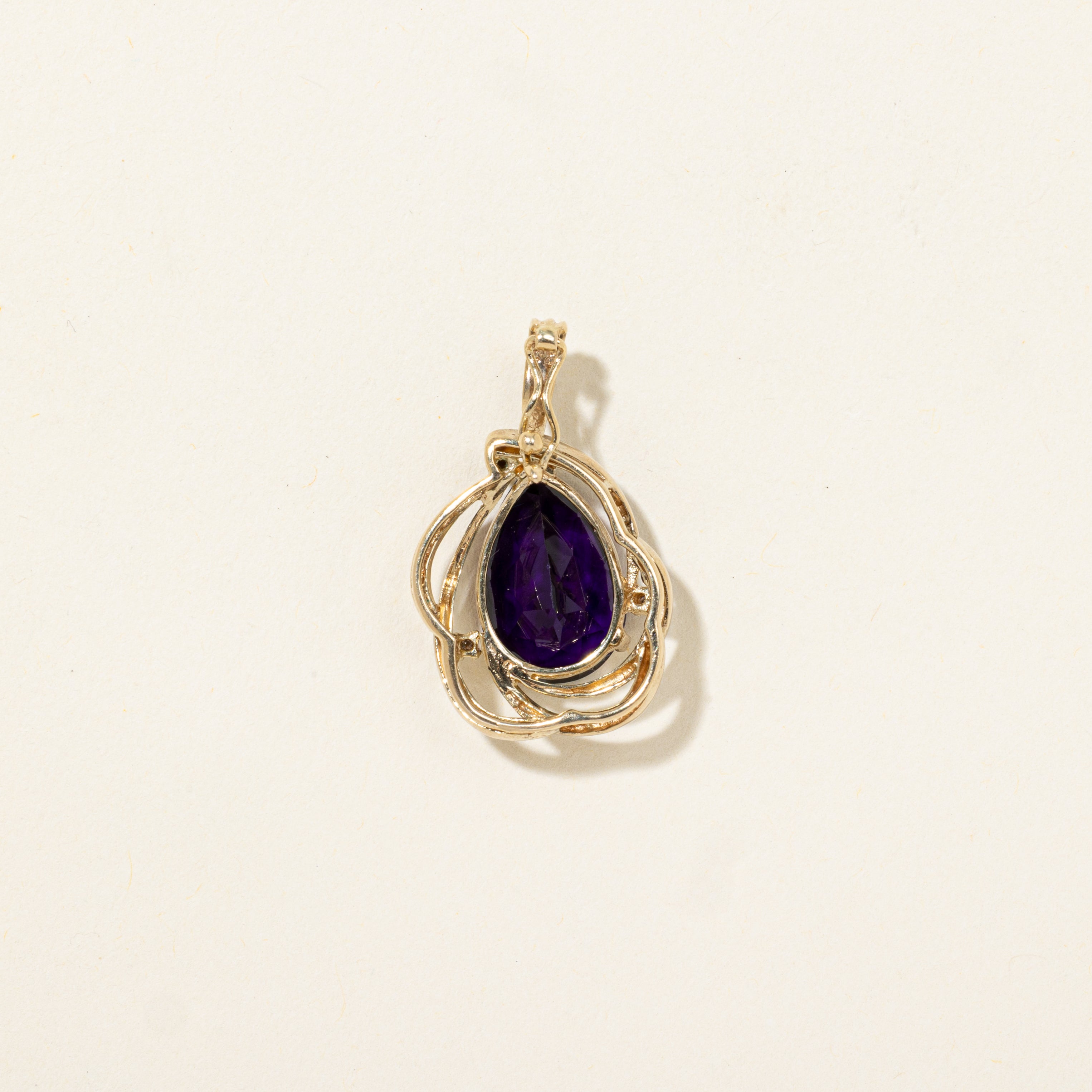 Pear Cut Amethyst & Diamond Pendant | 5.14ct, 0.05ctw