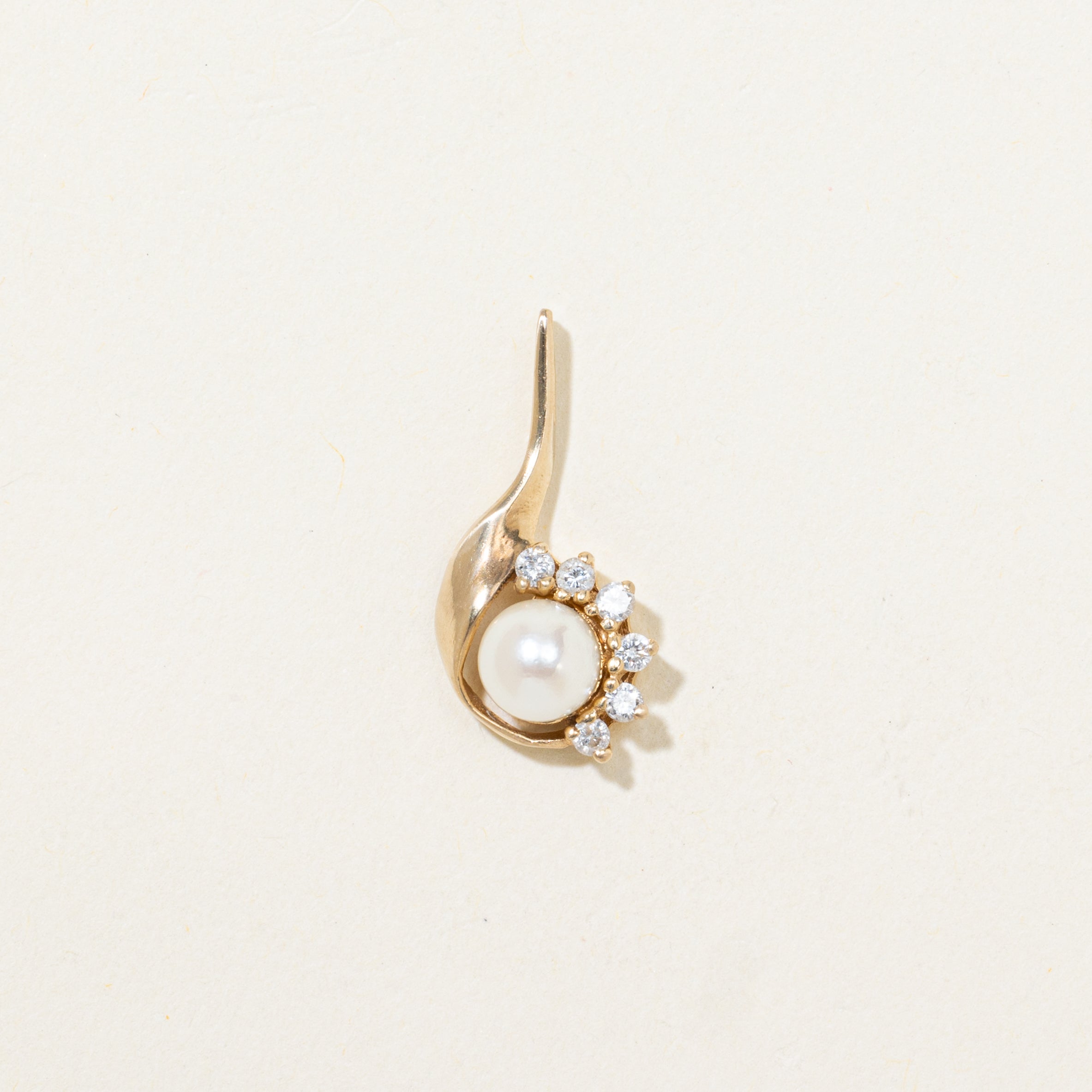 Pearl & Diamond Accented Drop Pendant | 0.06ctw