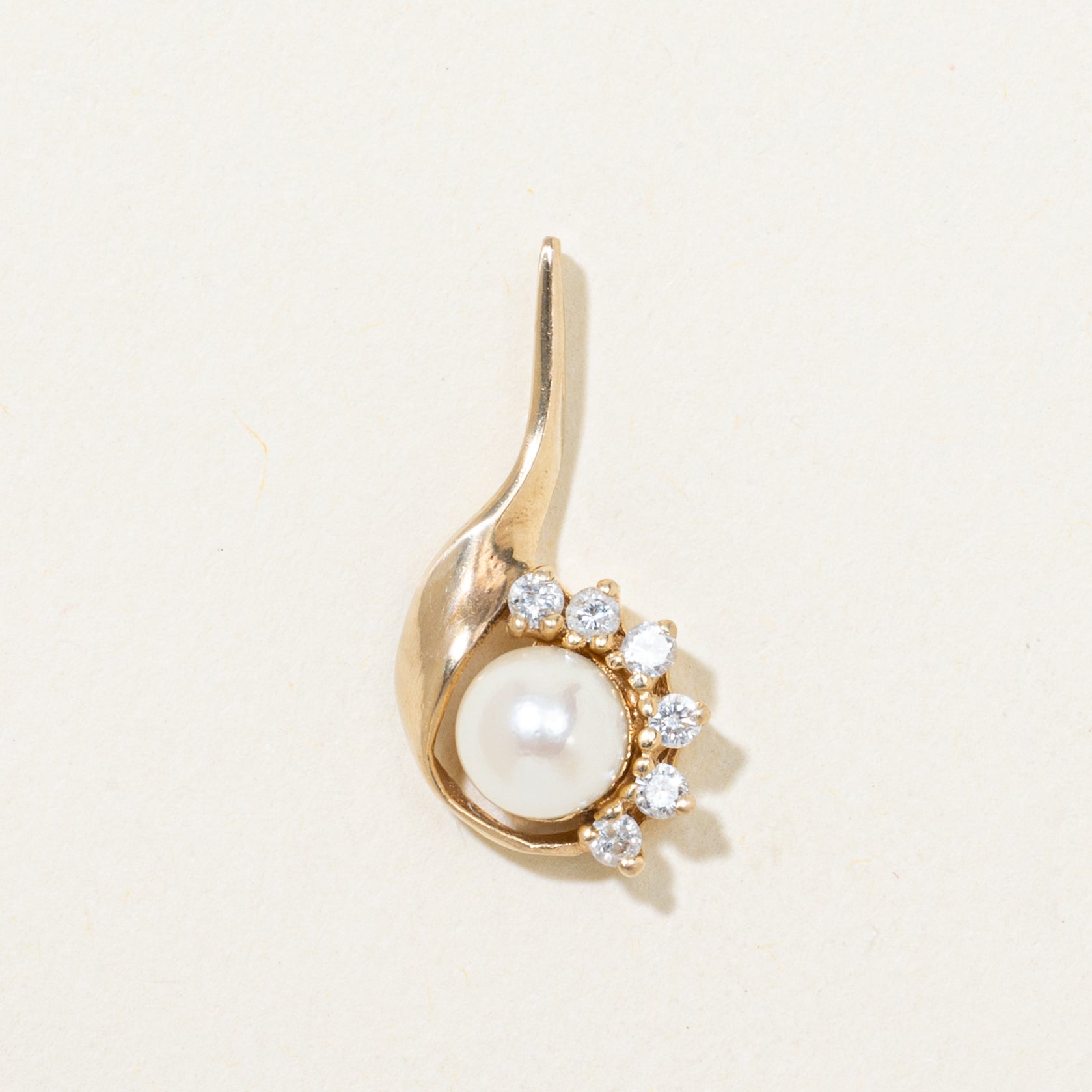 Pearl & Diamond Accented Drop Pendant | 0.06ctw