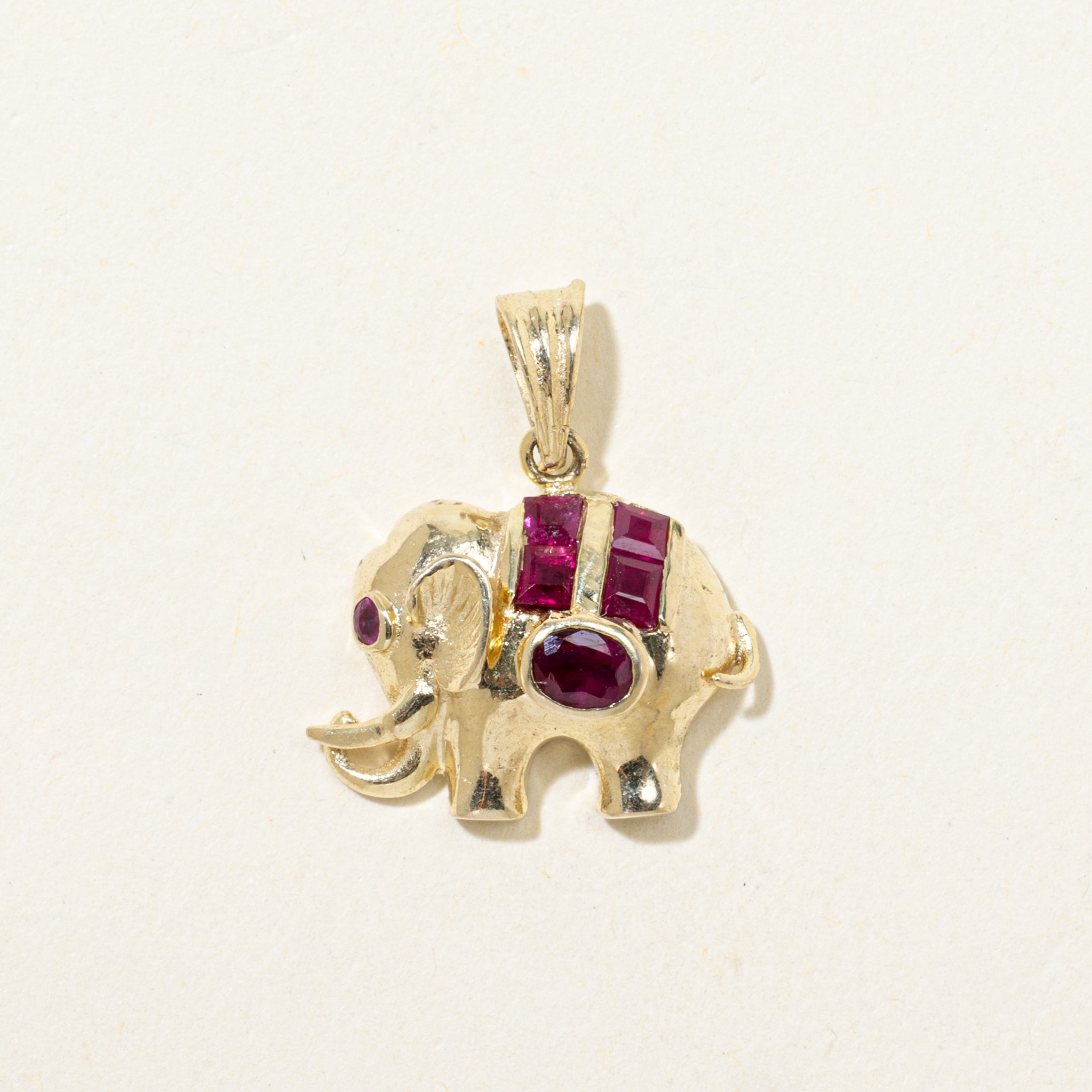 Synthetic Ruby Elephant Pendant | 0.31ctw