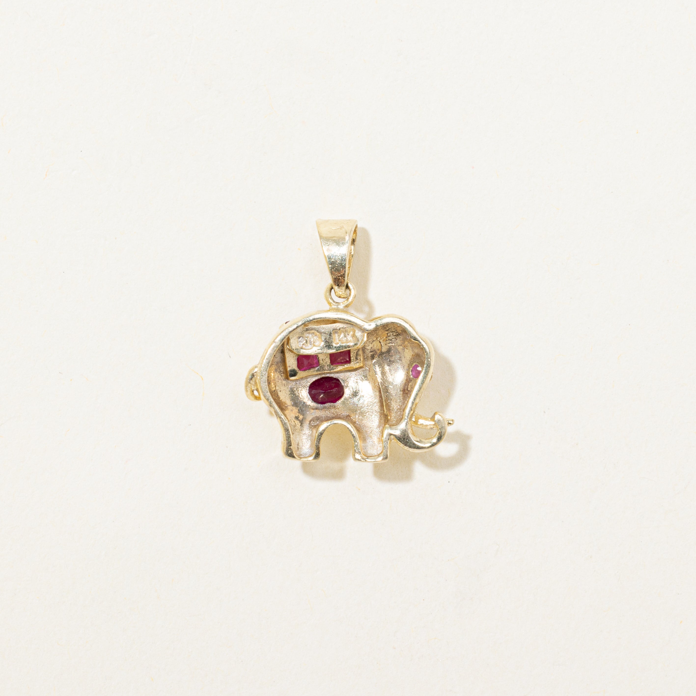 Synthetic Ruby Elephant Pendant | 0.31ctw