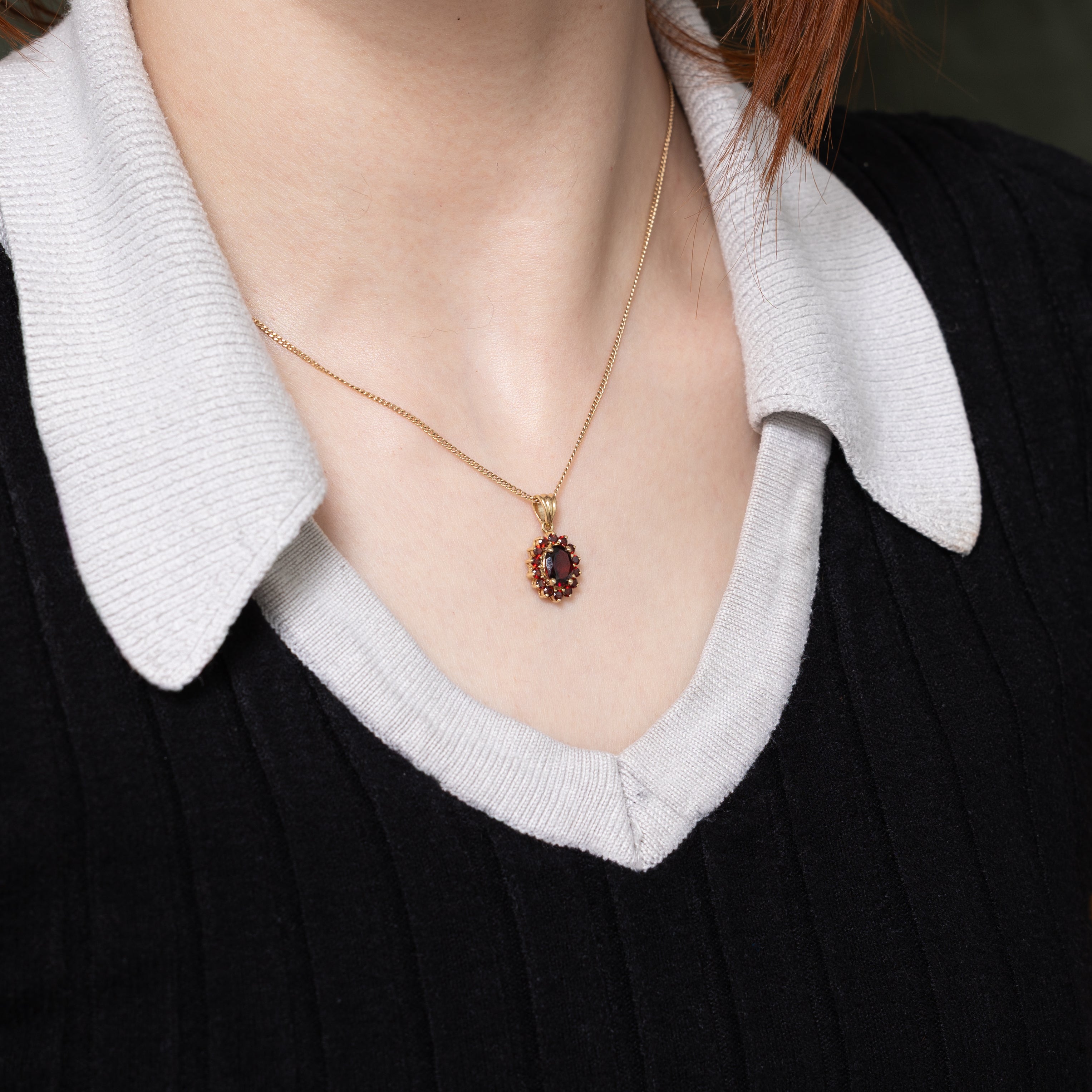 Oval Cut Garnet Halo Pendant | 1.63ctw