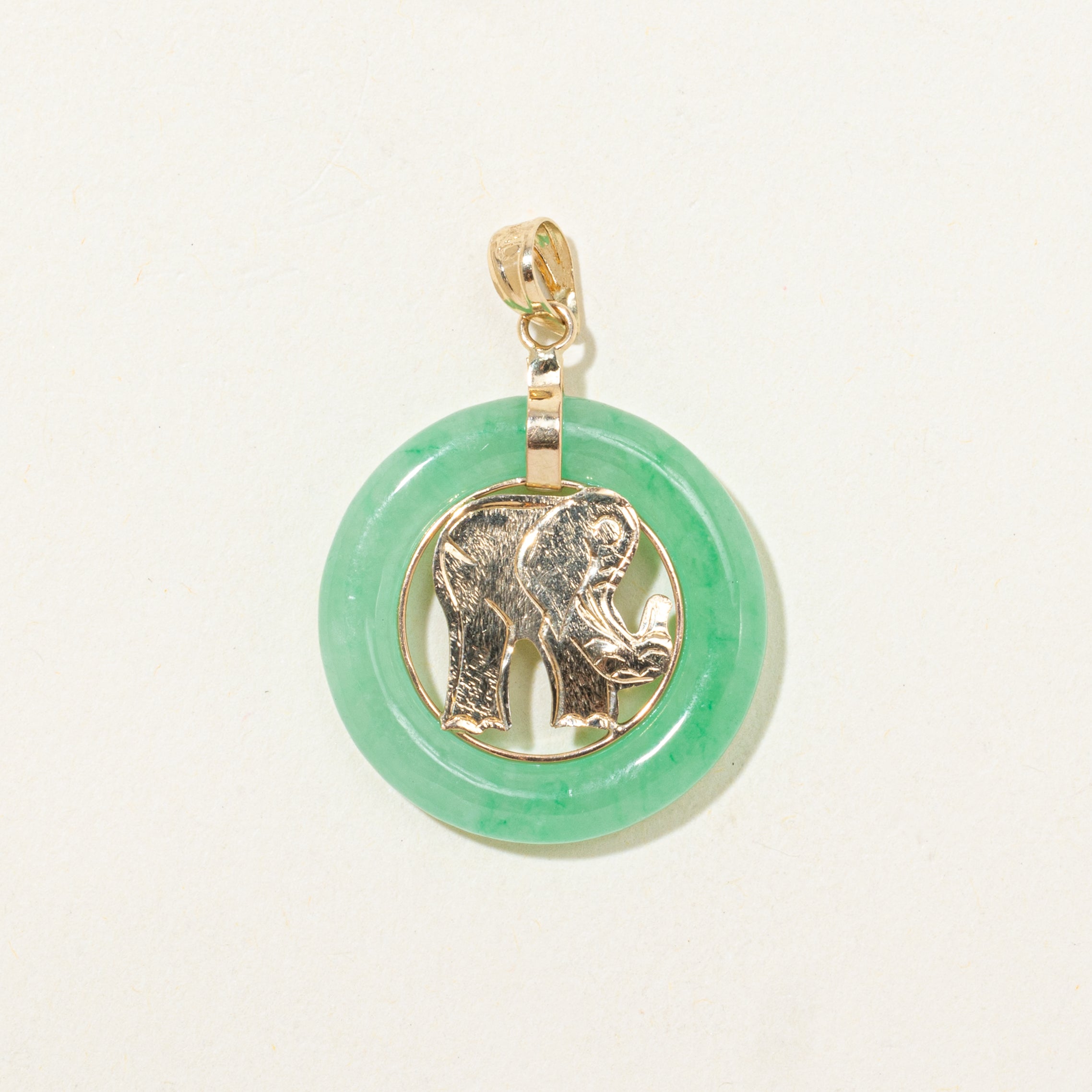 Donut Jadeite Elephant Pendant | 6.50ct