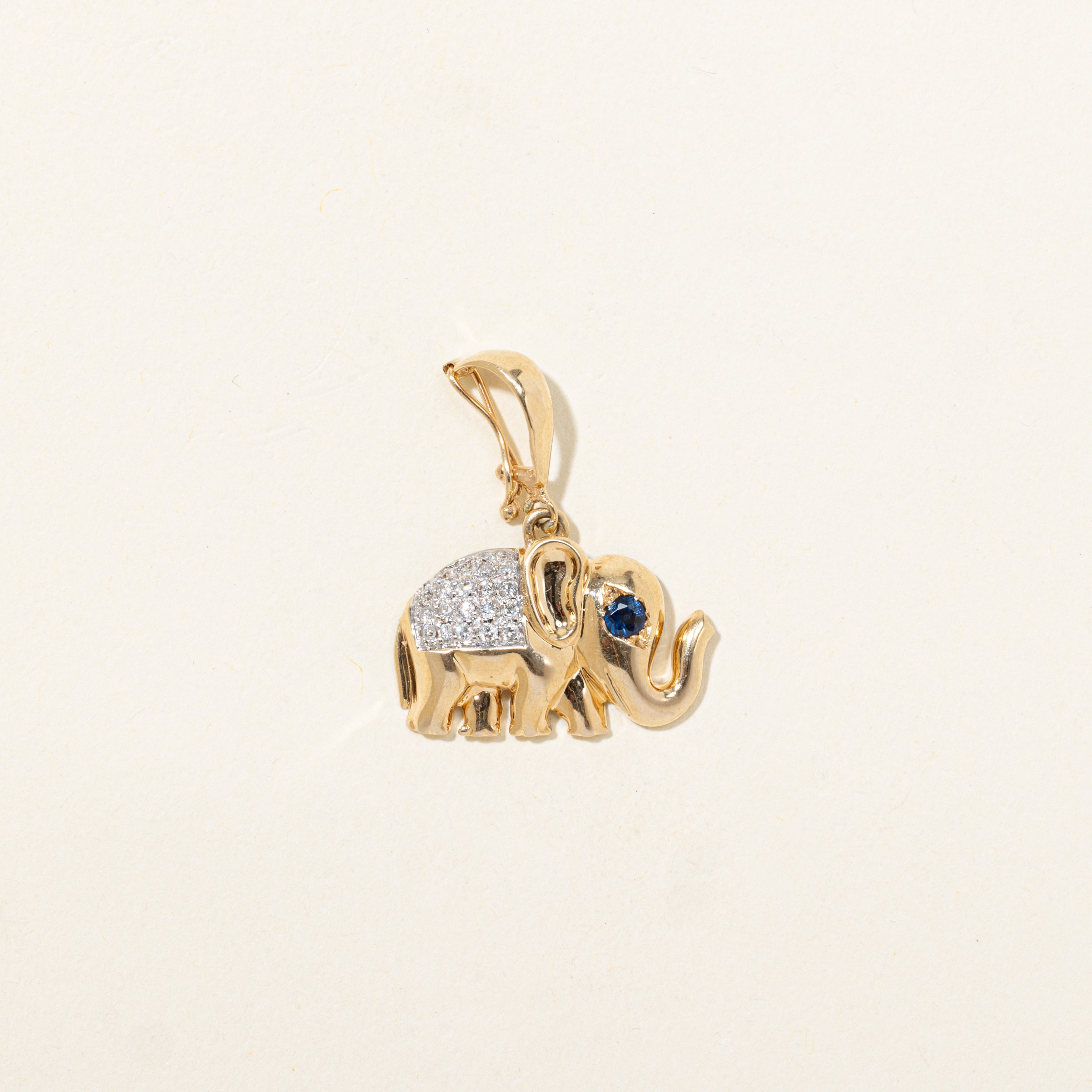Sapphire & Diamond Elephant Pendant | 0.12ct, 0.04ctw