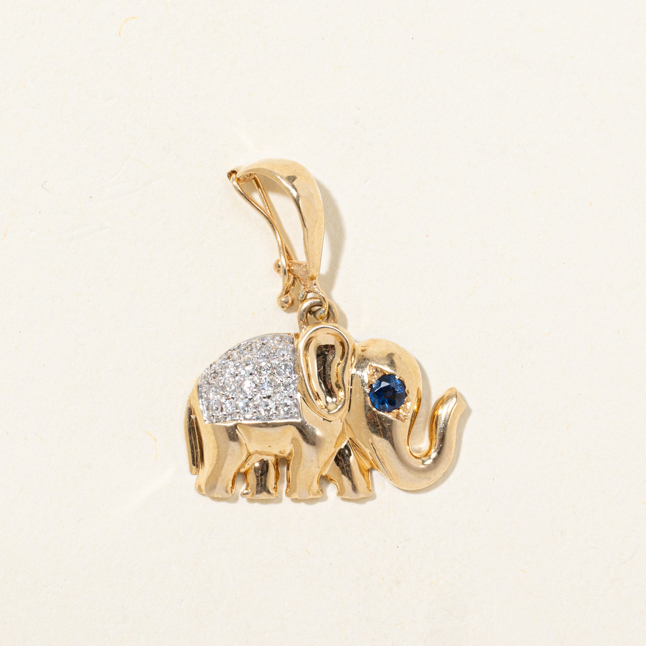 Sapphire & Diamond Elephant Pendant | 0.12ct, 0.04ctw