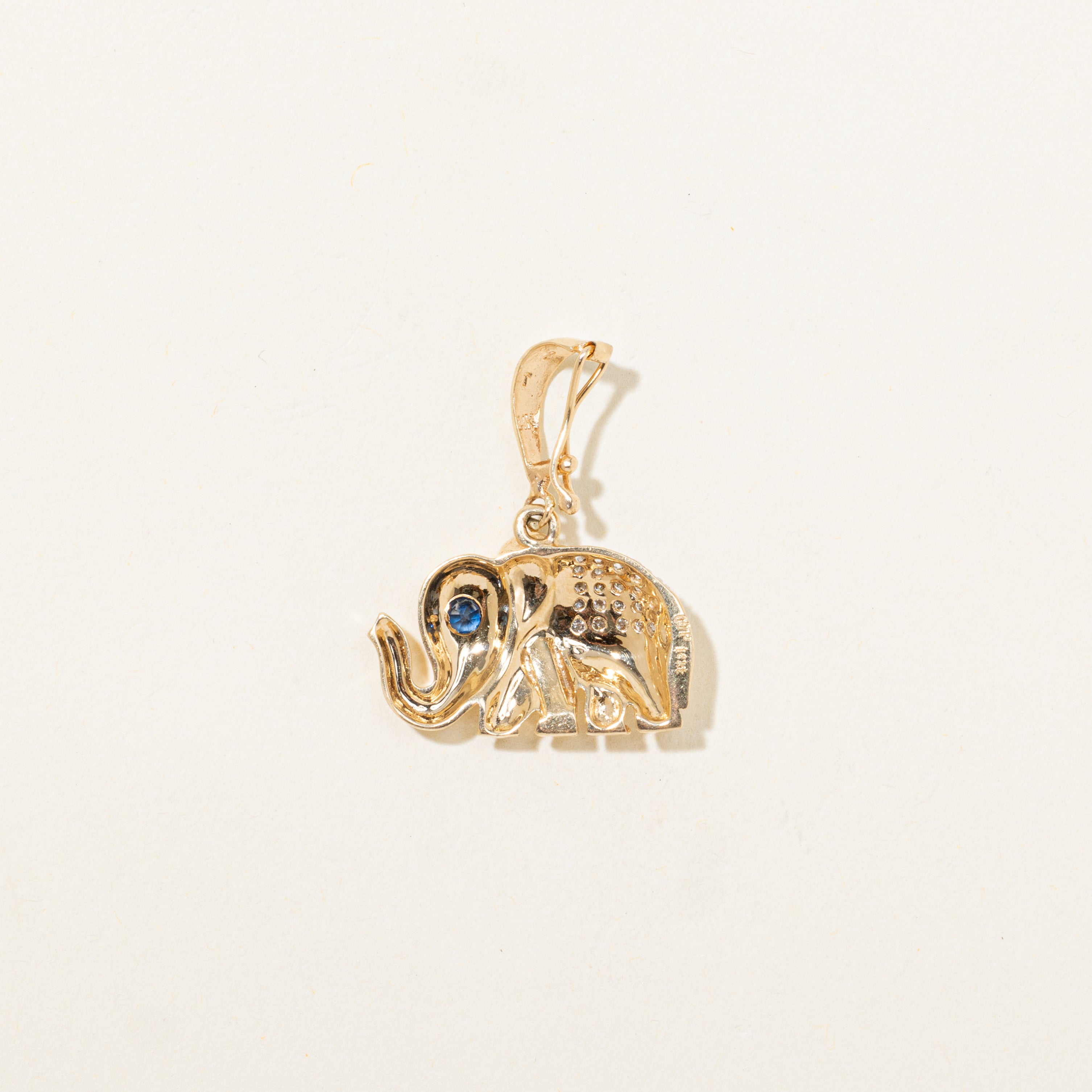 Sapphire & Diamond Elephant Pendant | 0.12ct, 0.04ctw