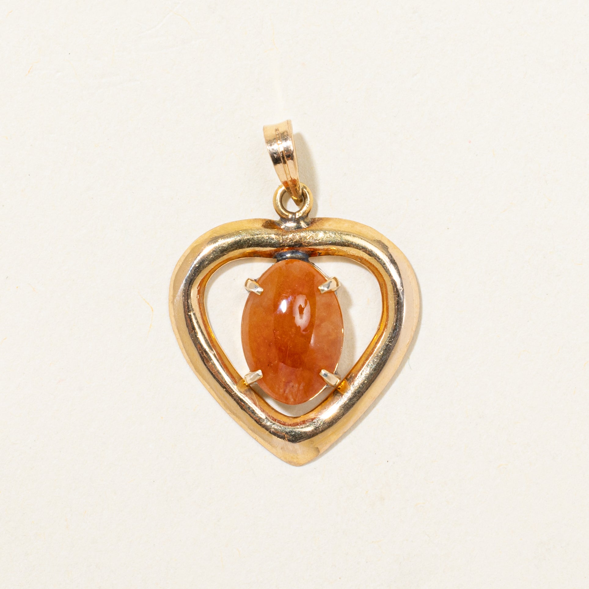 Orange Cabochon Jadeite Heart Pendant | 2.14ct