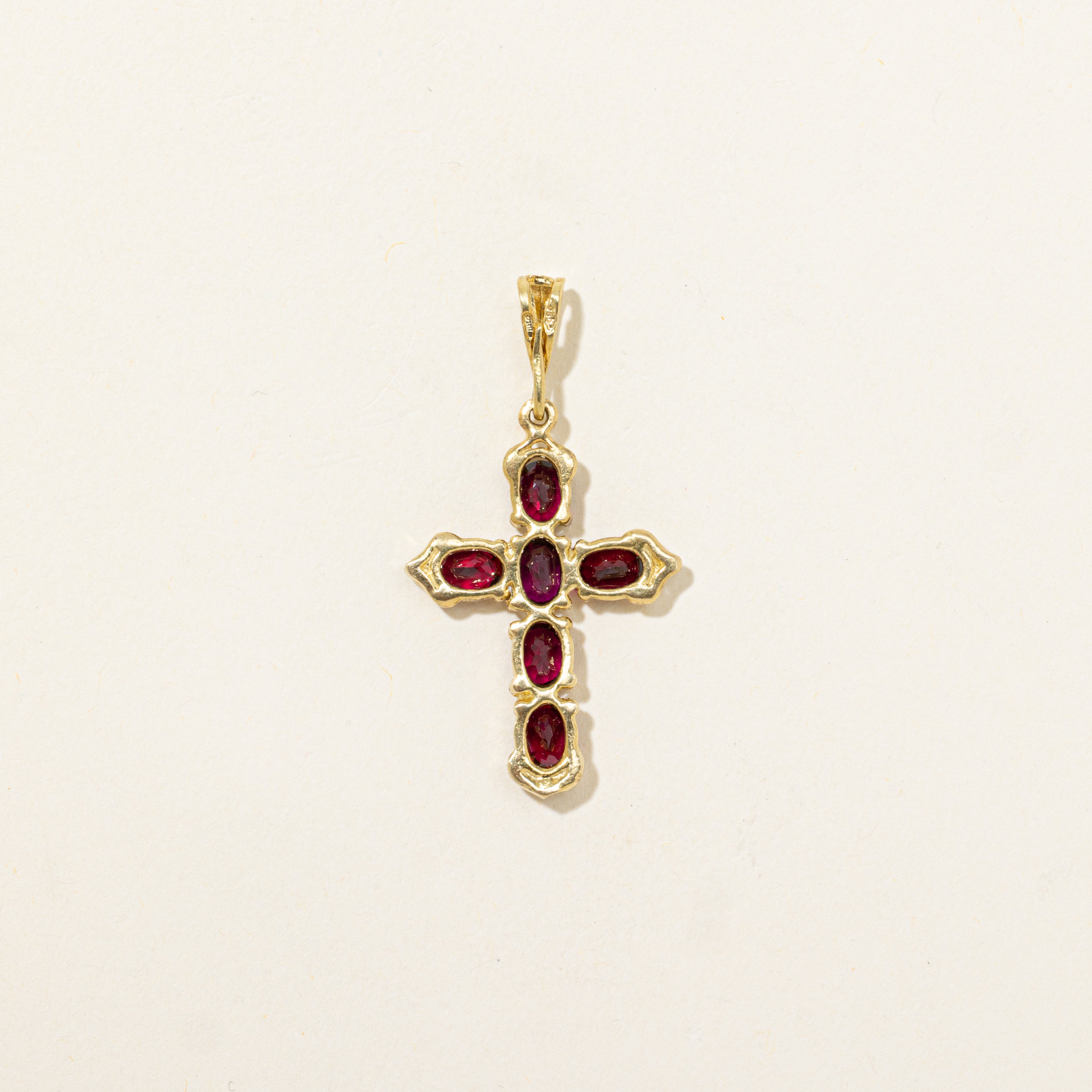 18k Synthetic Ruby Cross Pendant | 1.74ctw