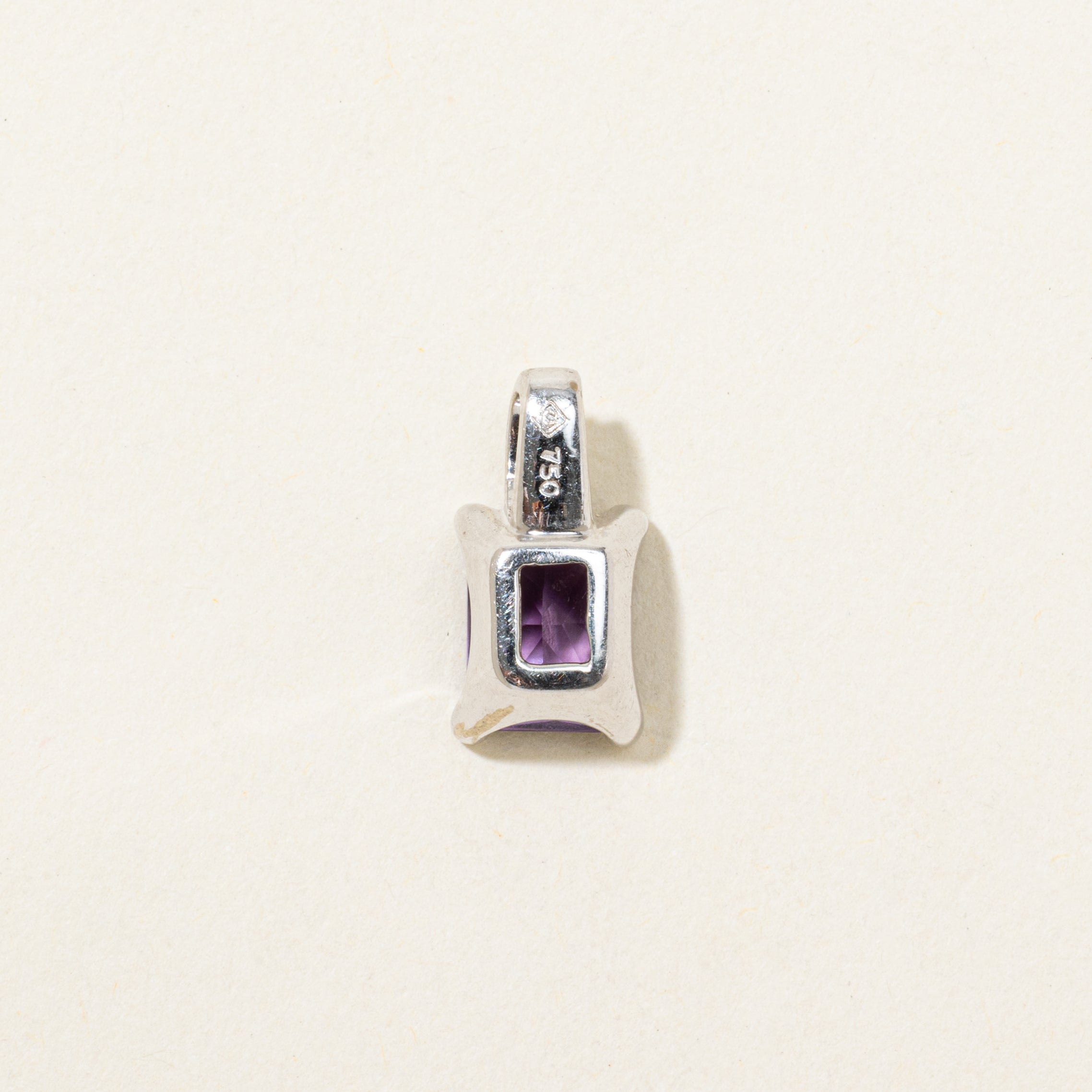 18k Radiant Cut Amethyst & Diamond Pendant | 1.43ct, 0.03ctw