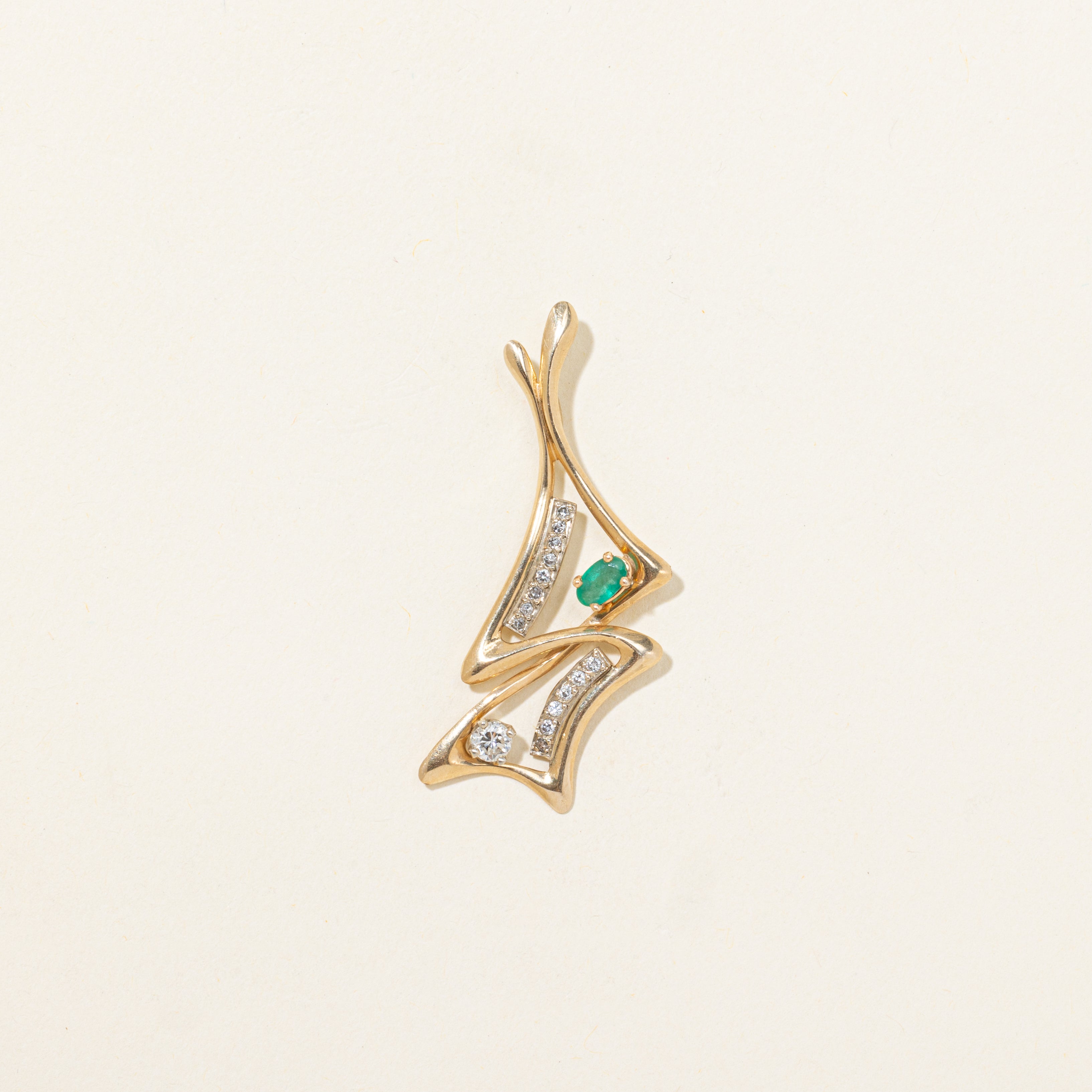 Emerald & Diamond Abstract Pendant | 0.20ct, 0.25ctw
