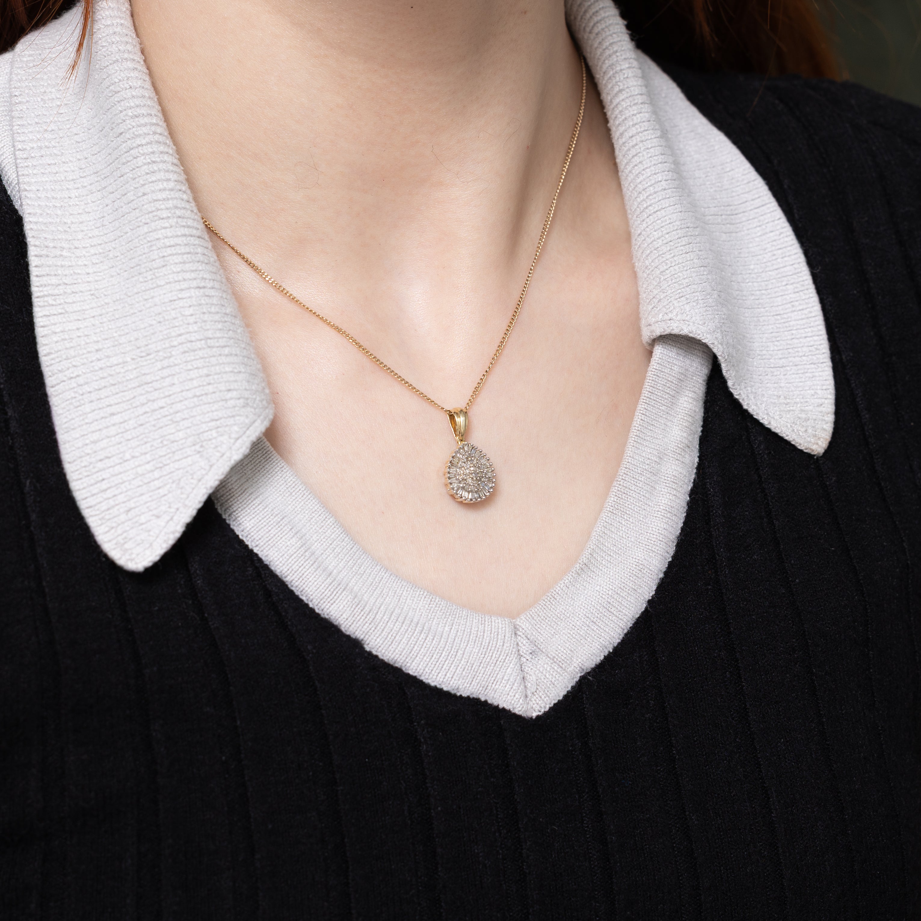 Diamond Pear Shaped Cluster Pendant | 0.54ctw