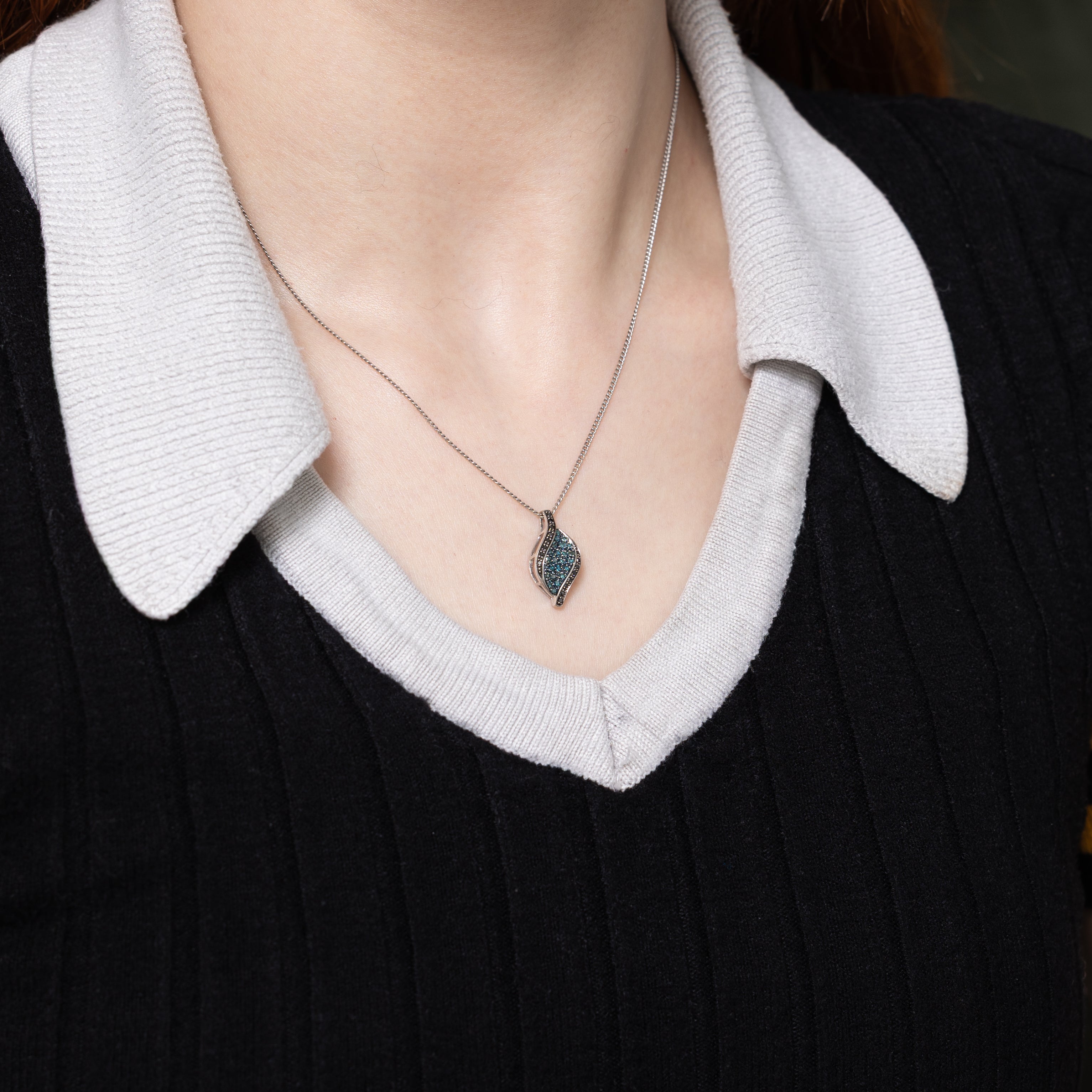 Treated Blue Diamond & Black Diamond Waterfall Pendant | 0.13ctw