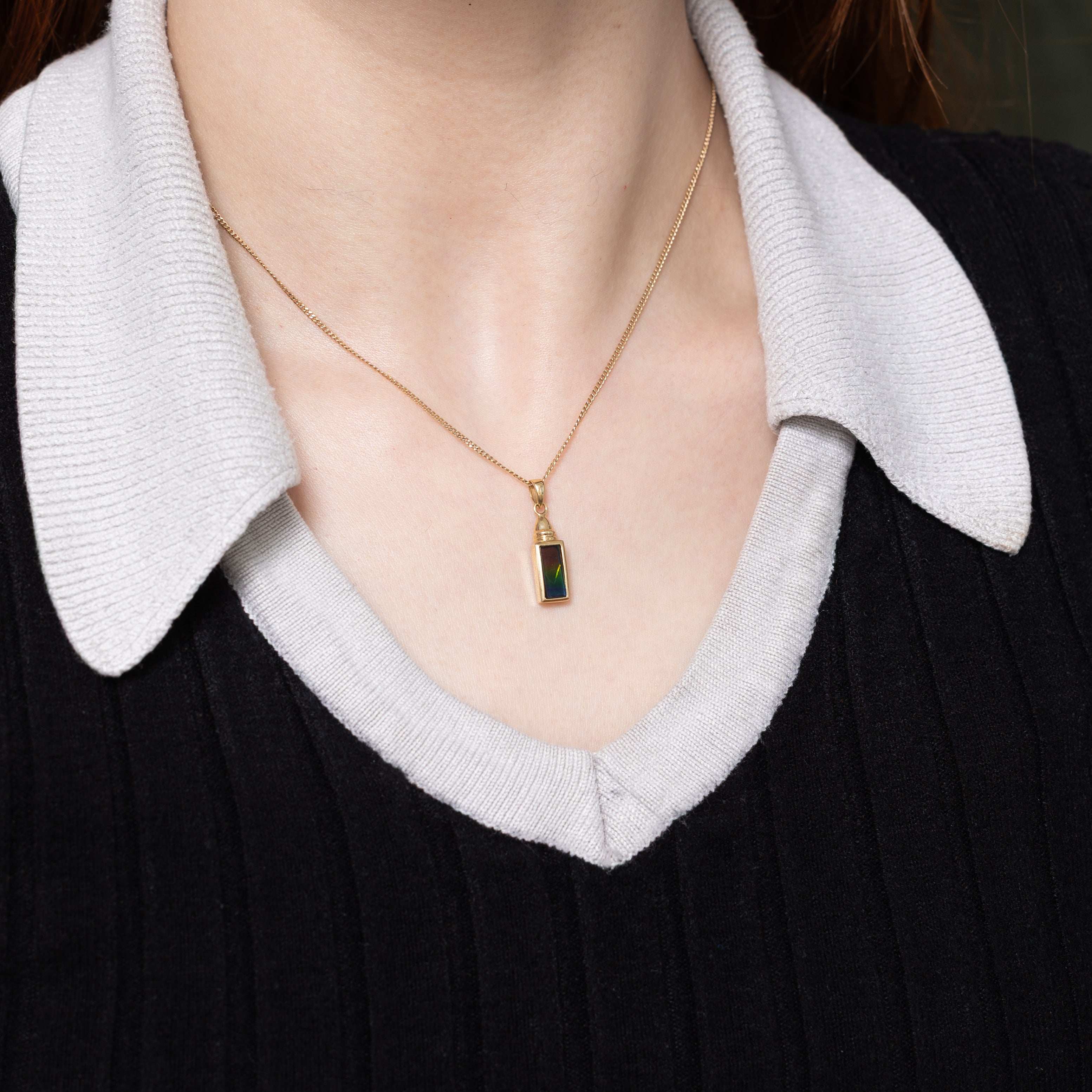 Rectangle Cut Ammolite Pendant | 1.07ct