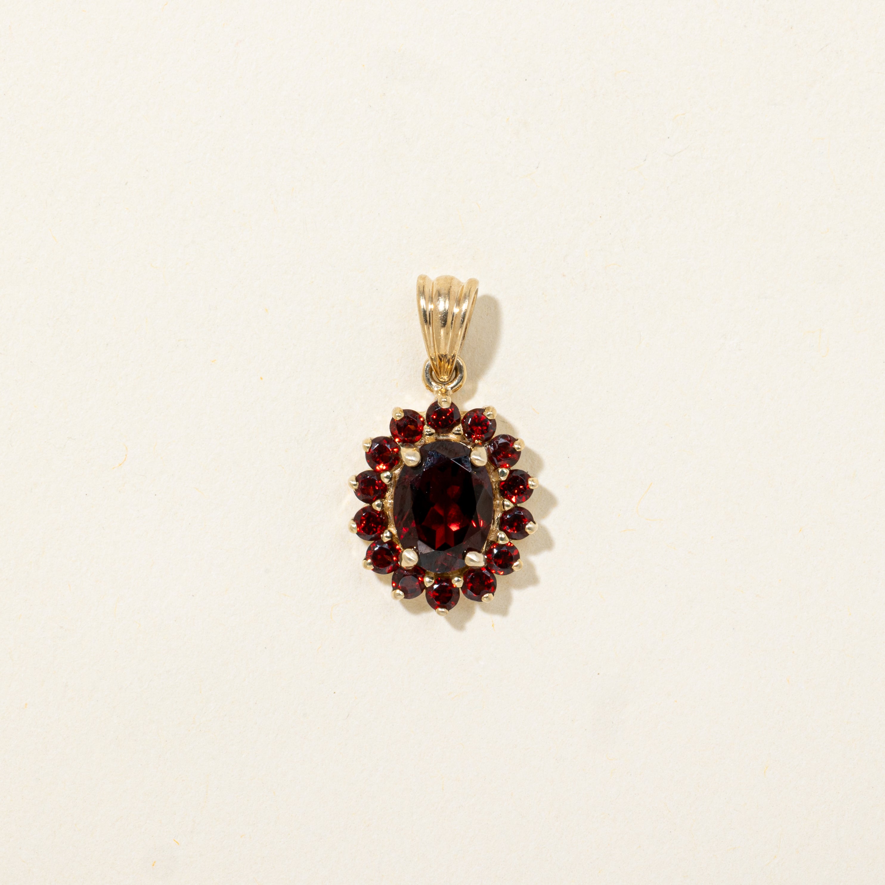 Oval Cut Garnet Halo Pendant | 1.63ctw