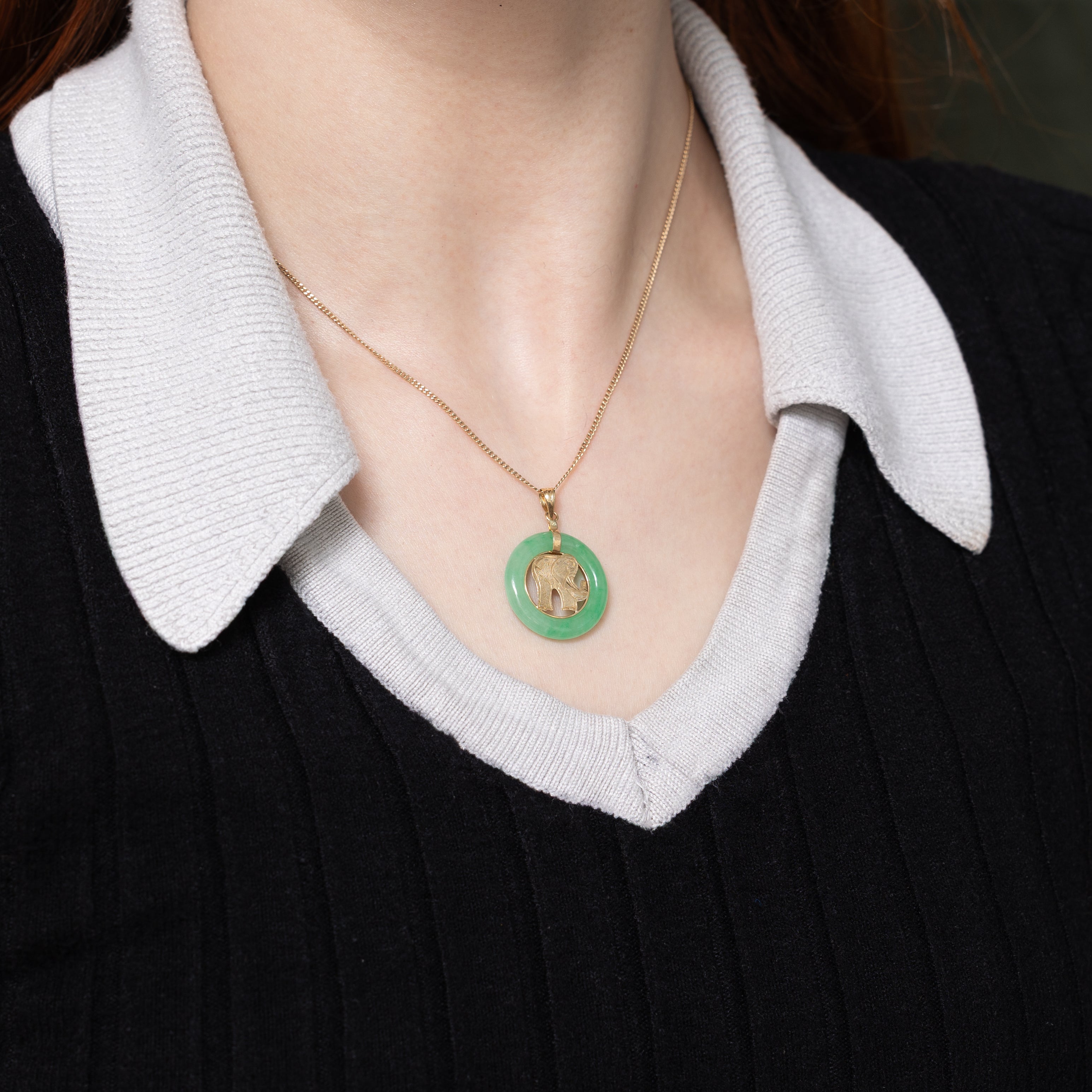 Donut Jadeite Elephant Pendant | 6.50ct