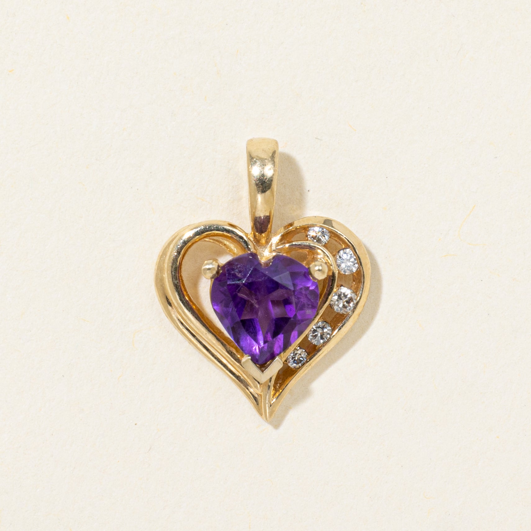 Amethyst & Diamond Heart Pendant | 0.56ct, 0.04ctw