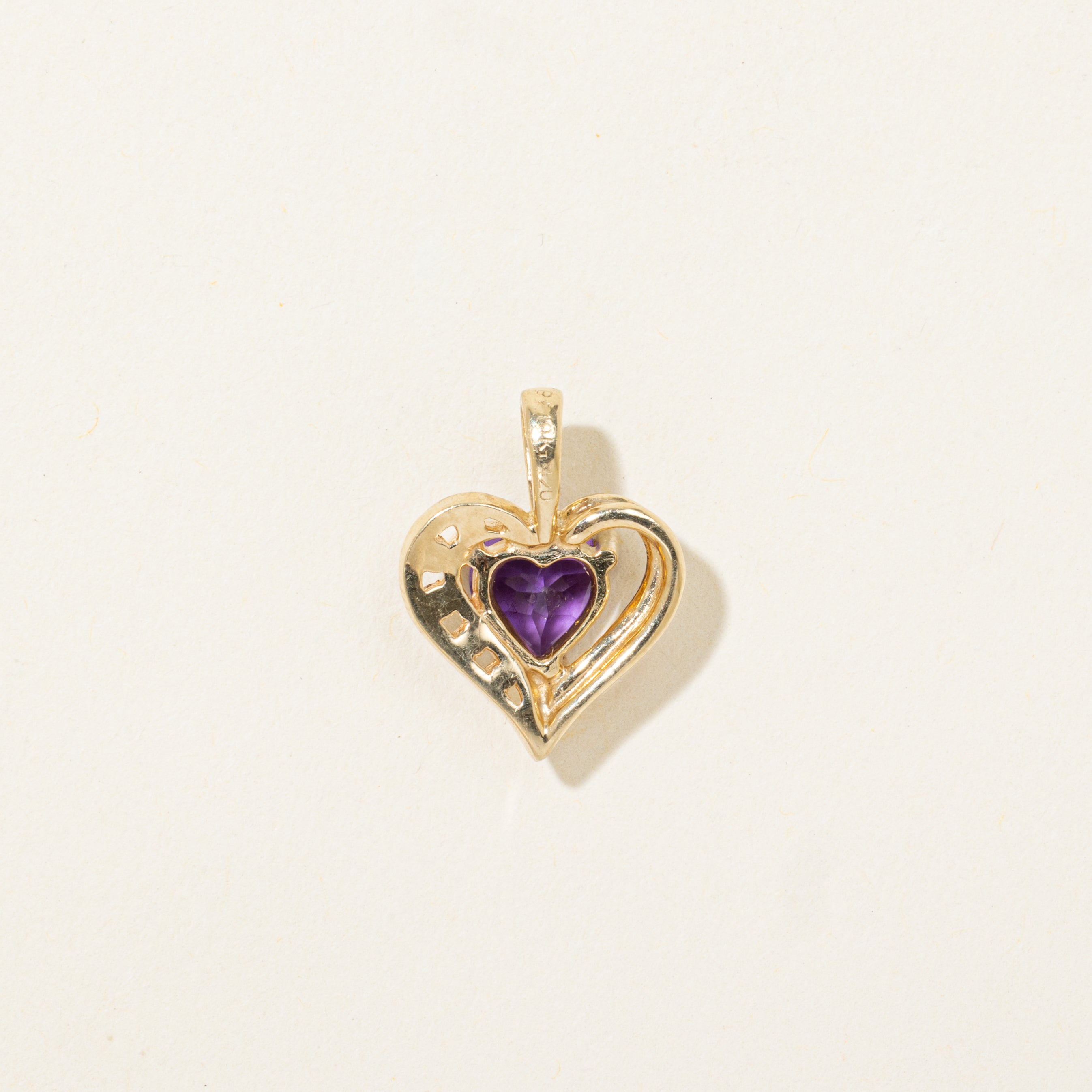 Amethyst & Diamond Heart Pendant | 0.56ct, 0.04ctw