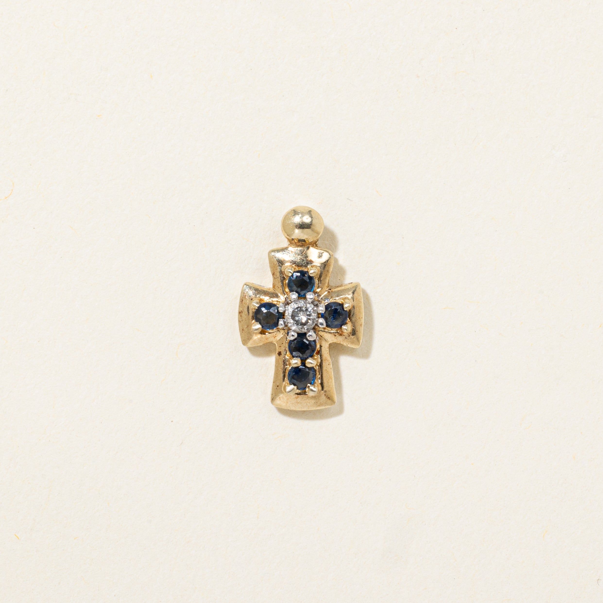 Sapphire & Diamond Cross Pendant | 0.03ct, 0.10ctw