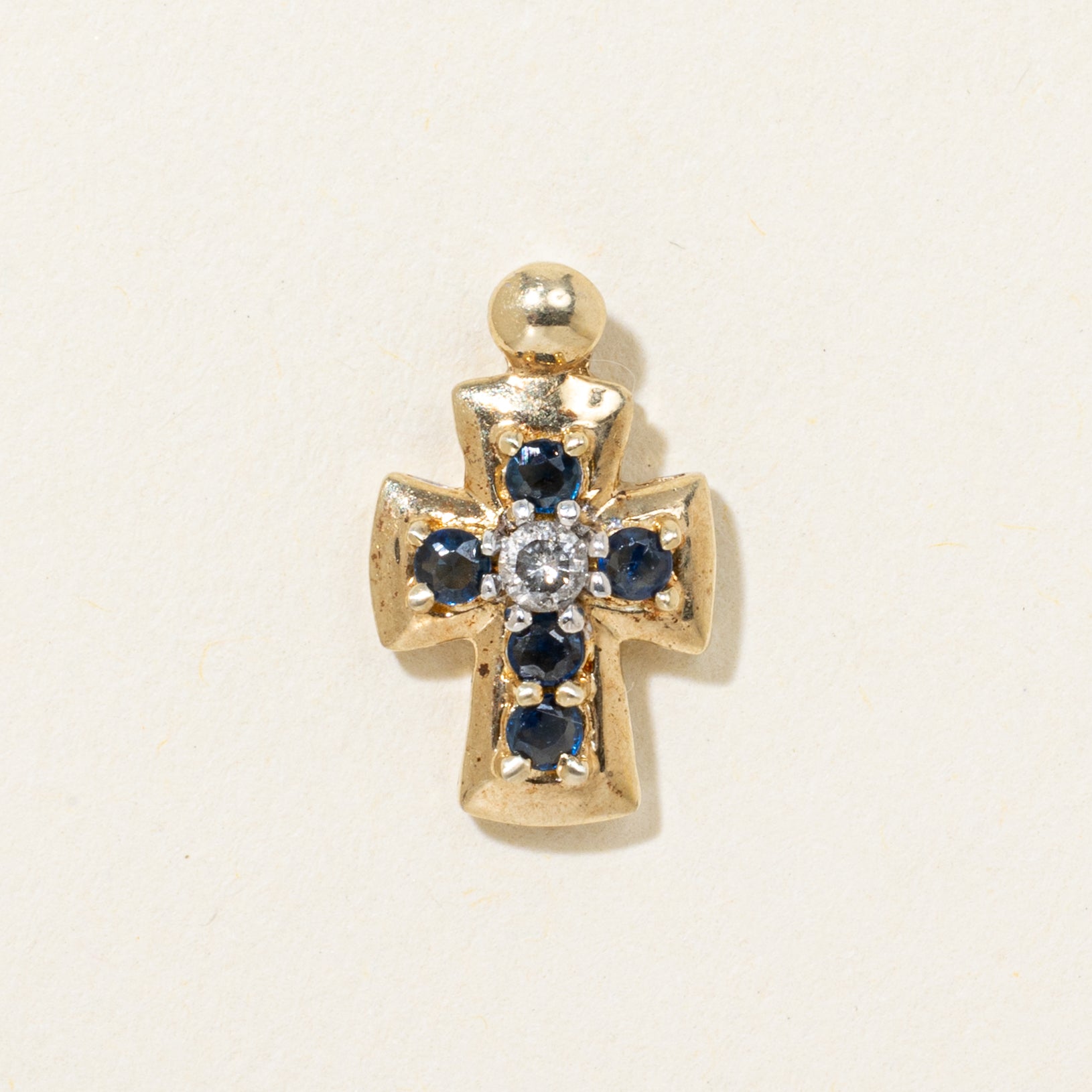 Sapphire & Diamond Cross Pendant | 0.03ct, 0.10ctw