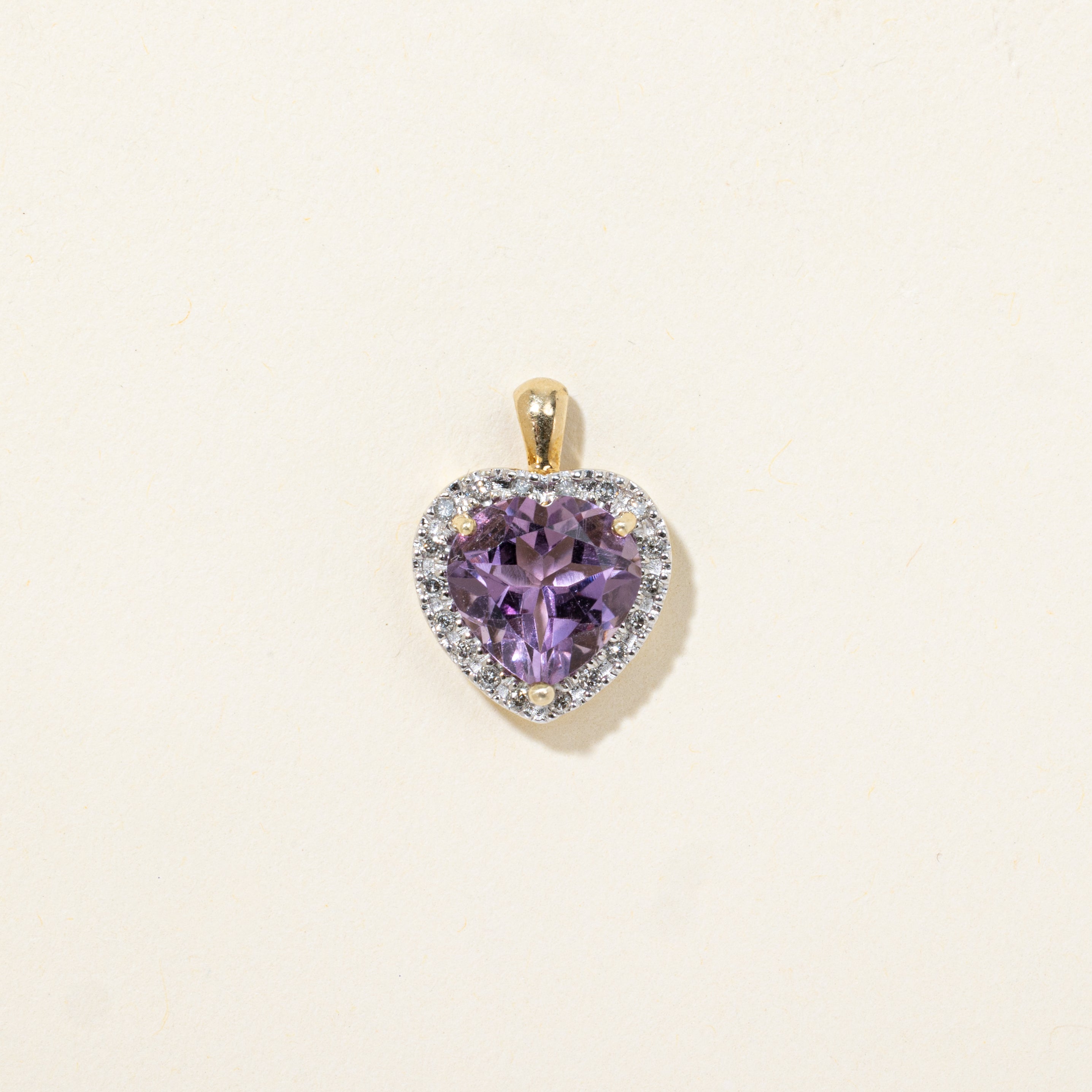 Heart Cut Amethyst & Diamond Halo Pendant | 2.40ct, 0.09ctw