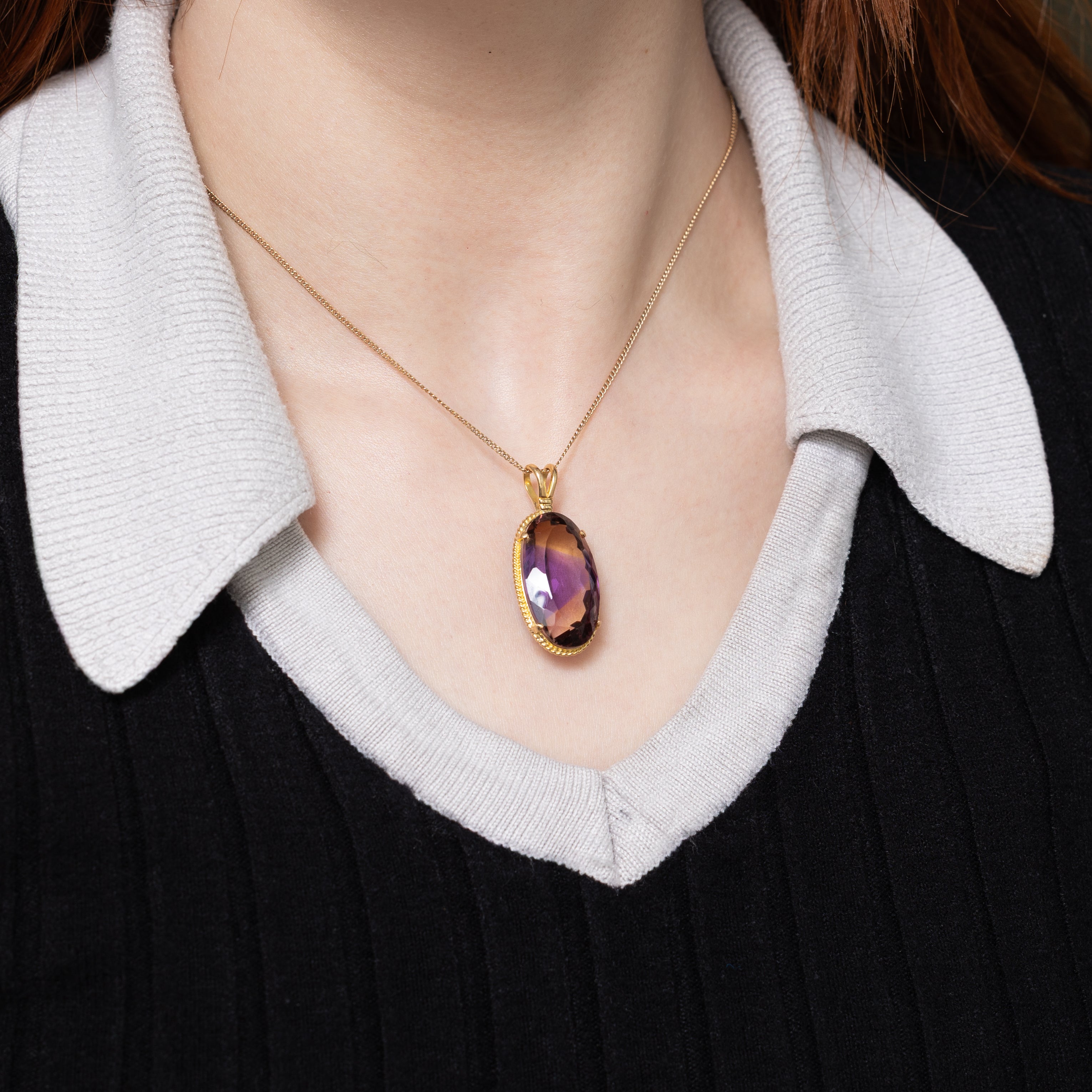 18k Oval Cut Ametrine Pendant | 22.35ct