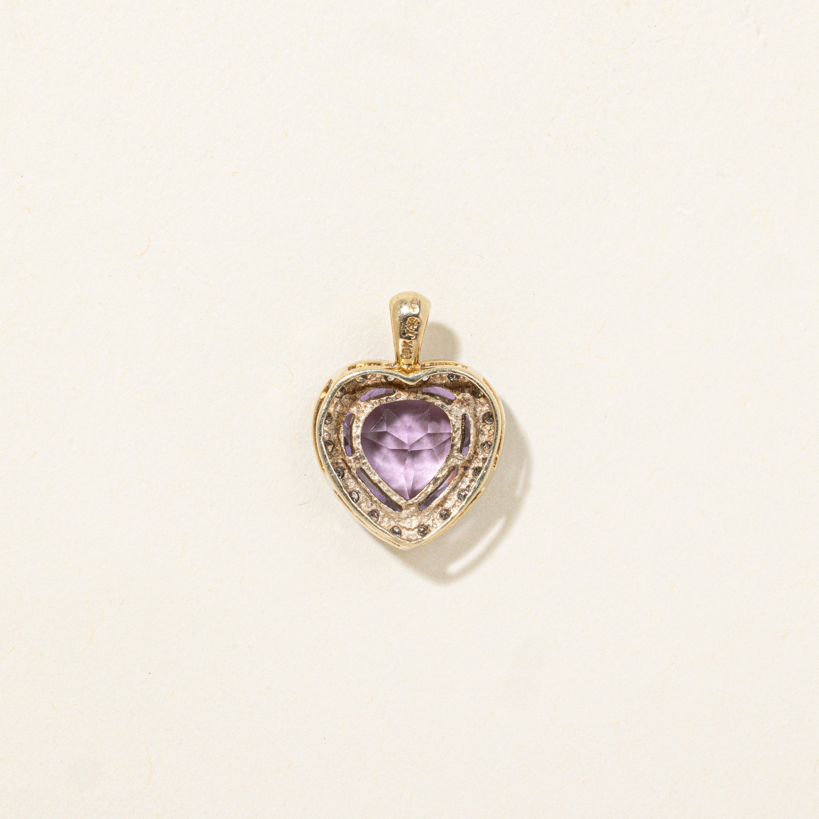 Heart Cut Amethyst & Diamond Halo Pendant | 2.40ct, 0.09ctw