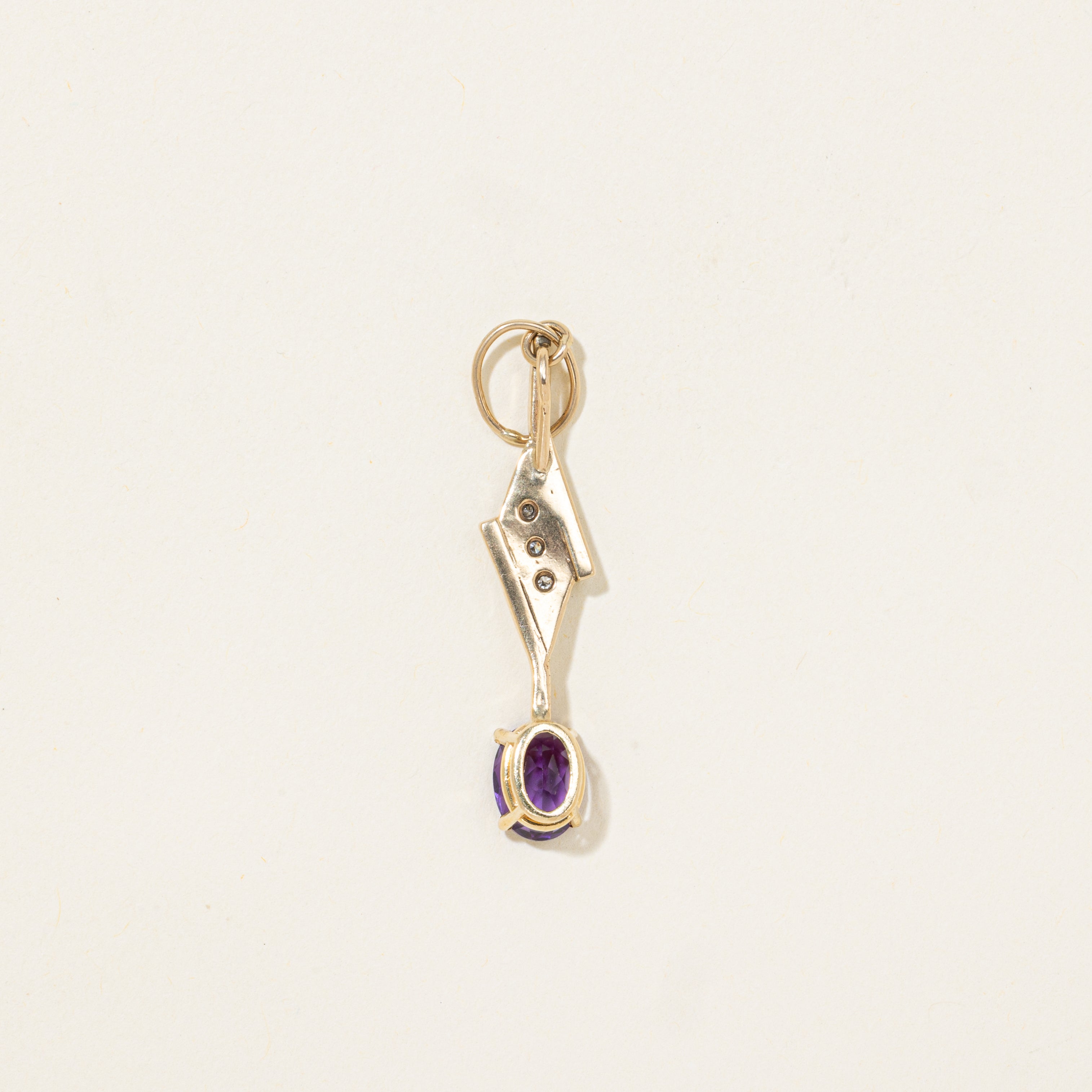 Oval Cut Amethyst & Diamond Drop Pendant | 1.06ct, 0.02ctw