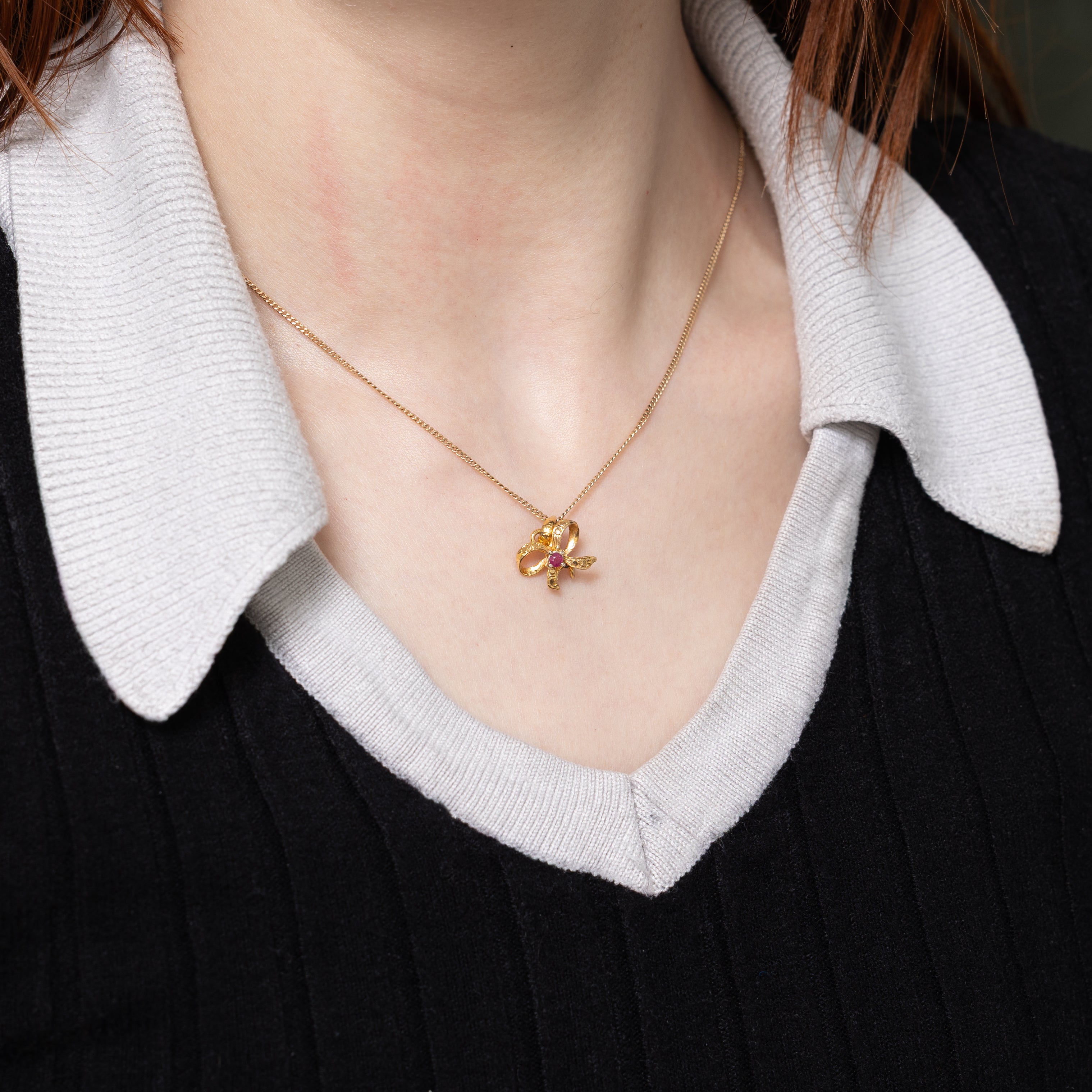 18k Ruby Bow Pendant | 0.08ct