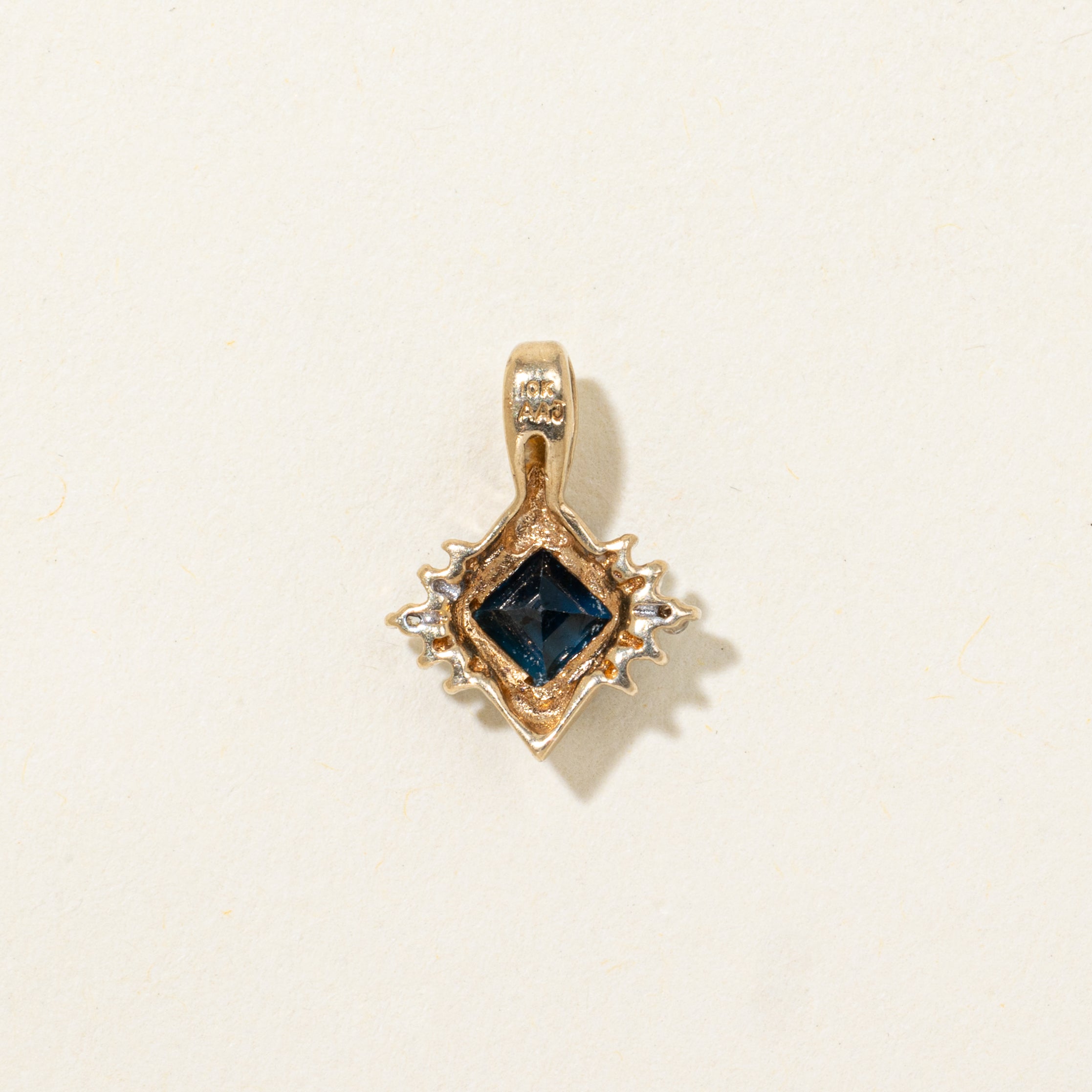Step Cut Sapphire & Diamond Petal Pendant | 0.72ct, 0.004ct