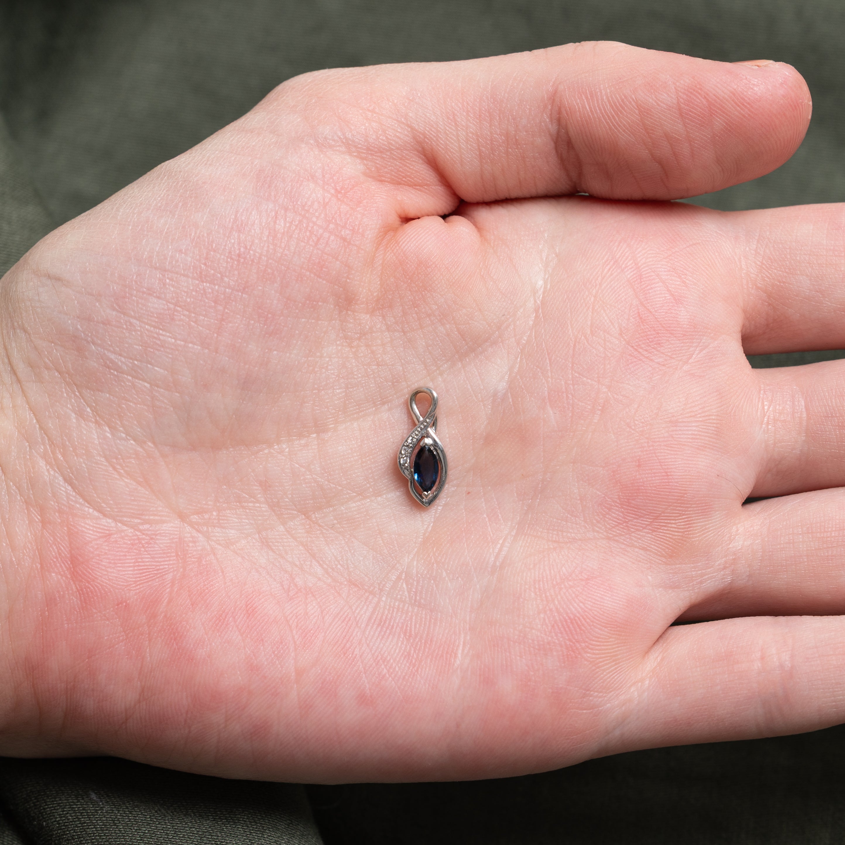 Marquise Cut Sapphire & Diamond Cross Over Pendant | 0.18ct, 0.006ctw